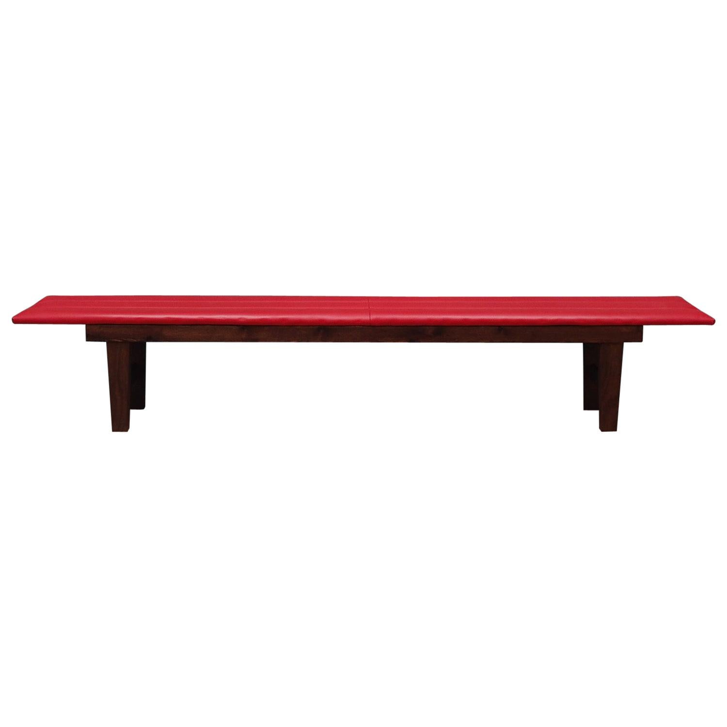 Bench Red Eco-Leather, Danish Design, 1990s For Sale