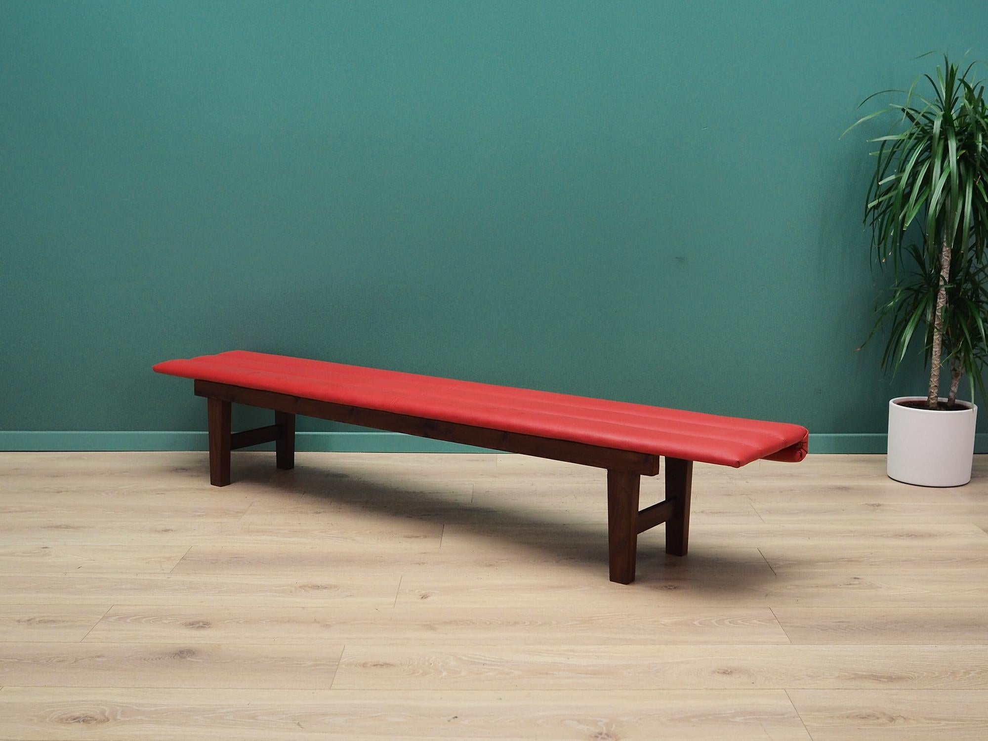 Scandinavian Modern Bench Red Eco-Leather, Danish Design, 1990s For Sale