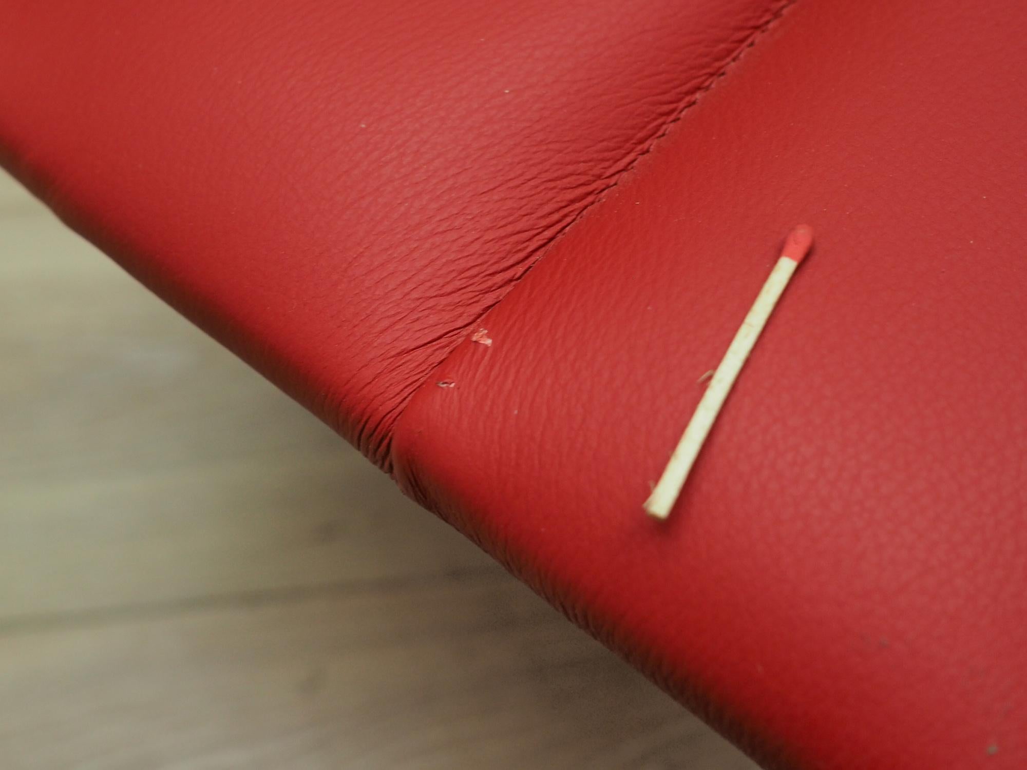 Bench Red Eco-Leather, Danish Design, 1990s For Sale 1