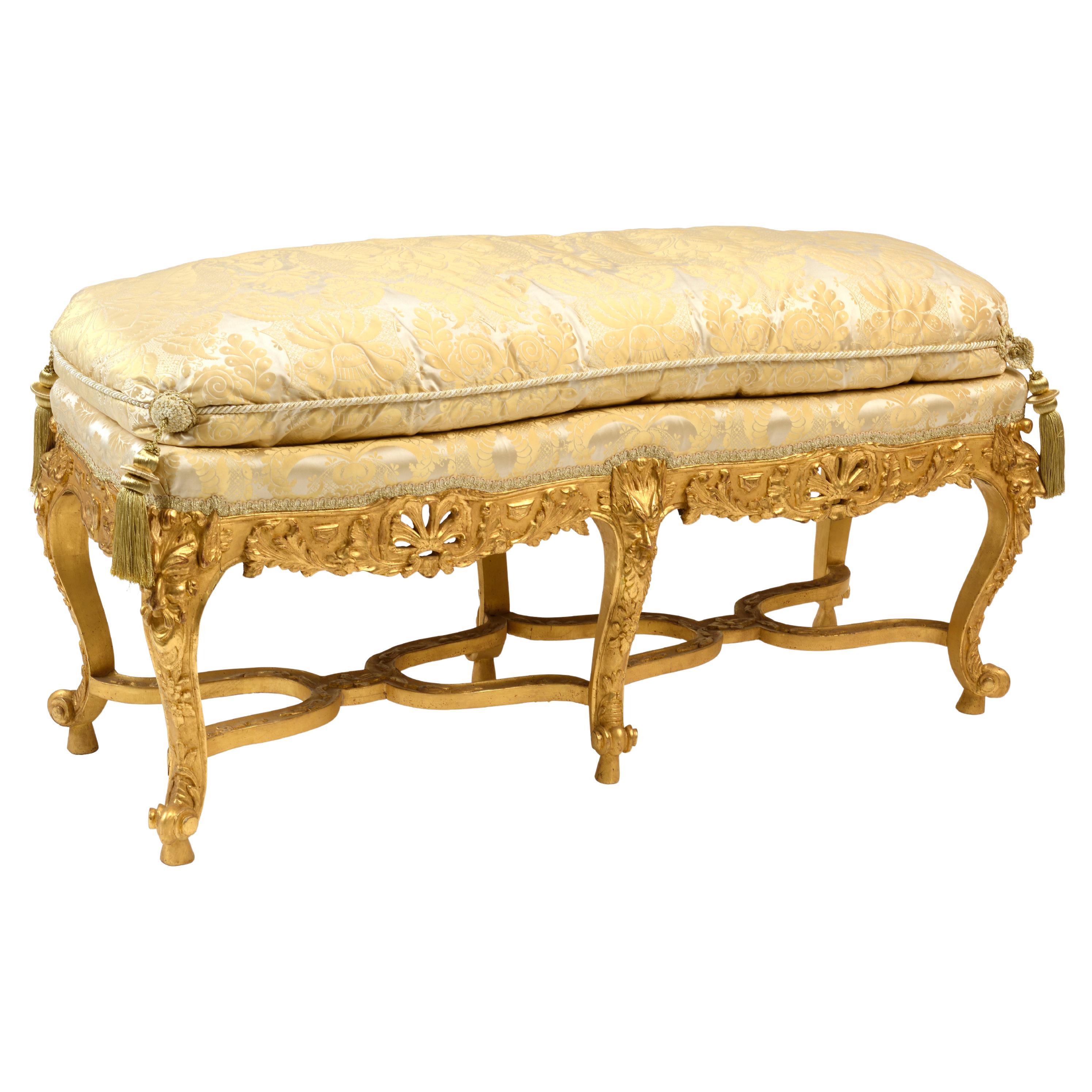Execptional bench giltwood louis XIV style  For Sale