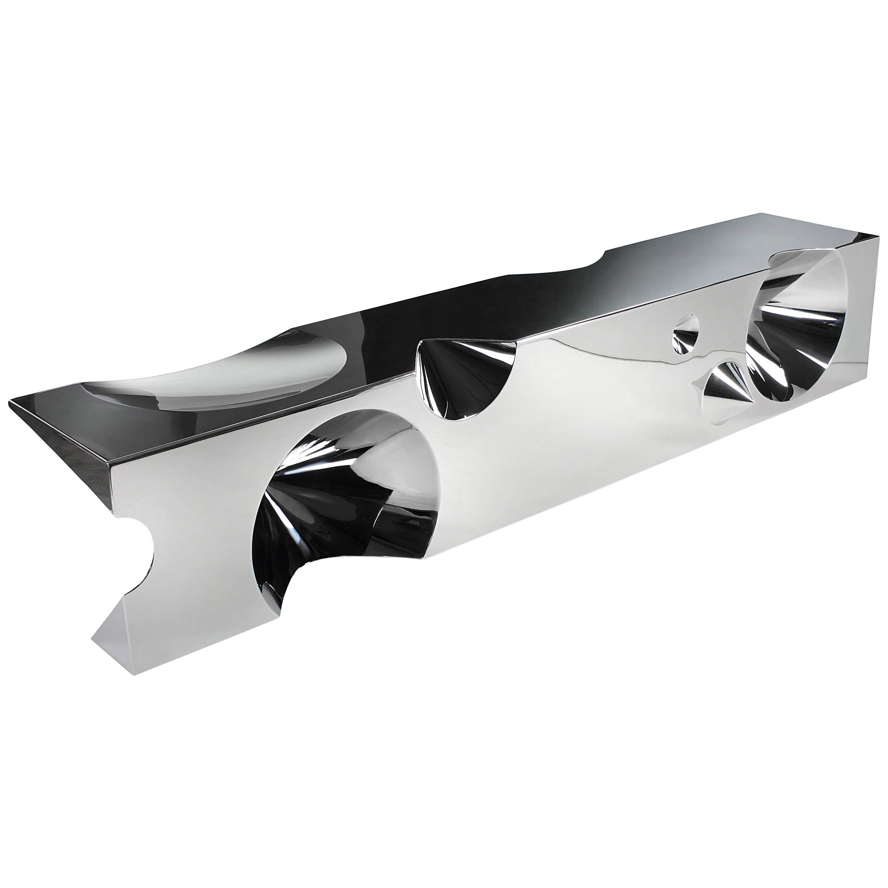 Bench Sculpture Abstract Mirror Steel Cones Interior Exterior Collectible Italy