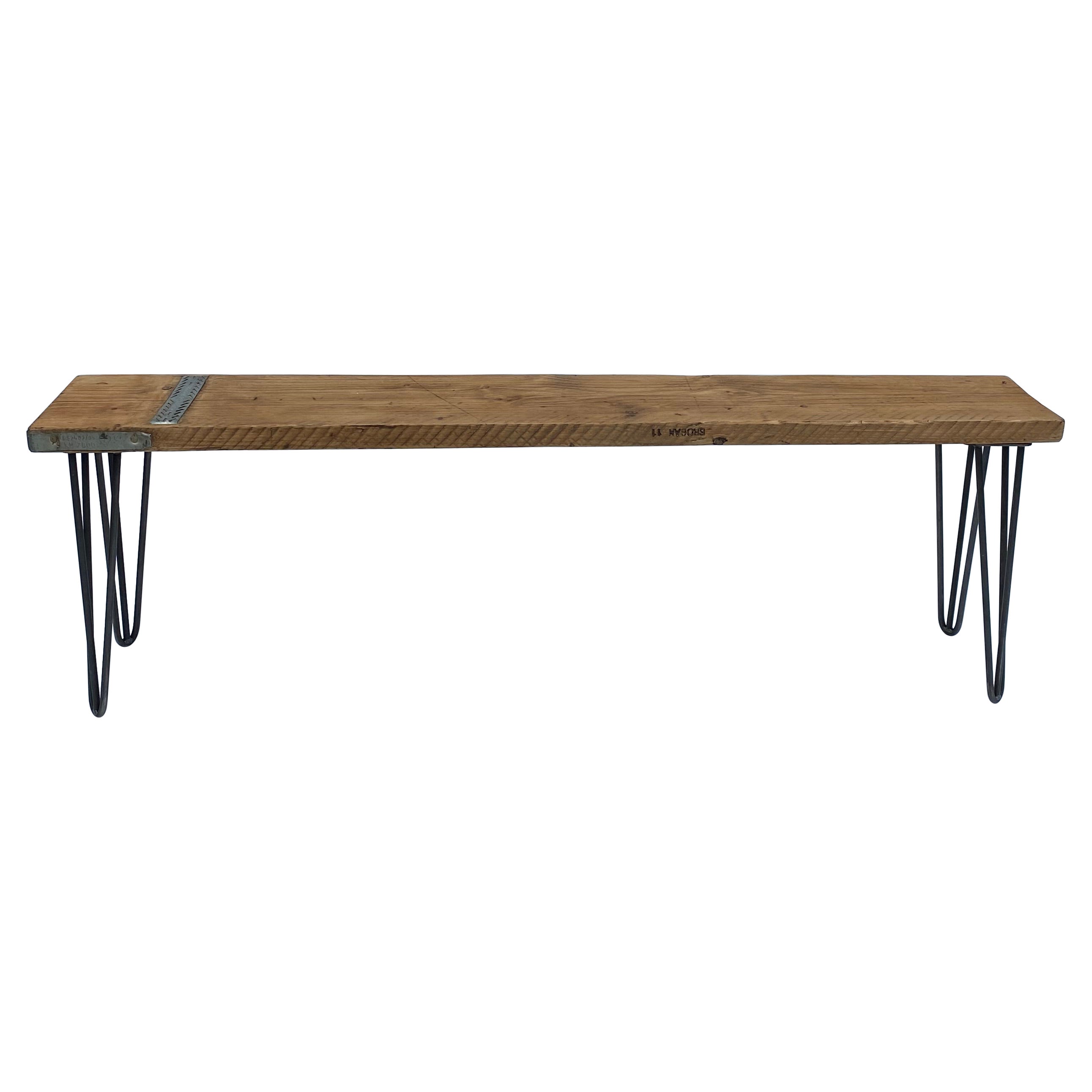 Asiento Patas de horquilla Madera Industrial Moderno de mediados de siglo Mesa de los años 80 Vintage 4 en venta