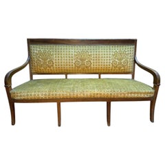 Bench - Settee Restoration period in yellow Genoa velvet 1830