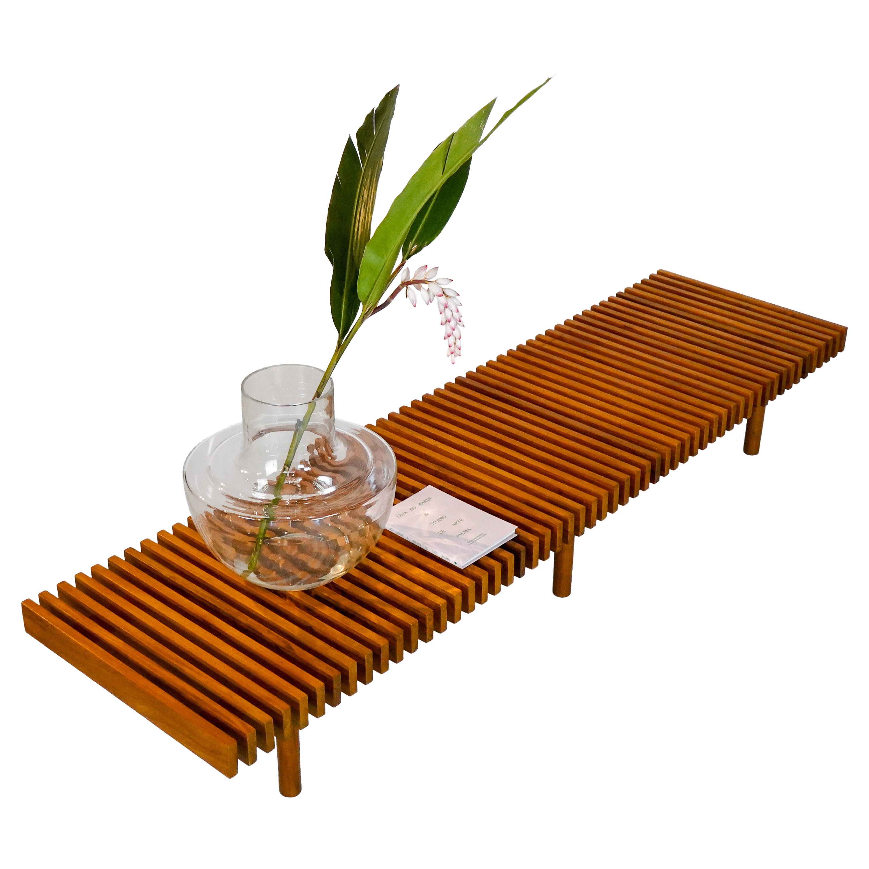 Bench slatted in solid Pau Marfim, Brazil, 60s.