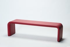 ROUNDED Bench by Reda Amalou Design, Leather, Walnut & Bronze