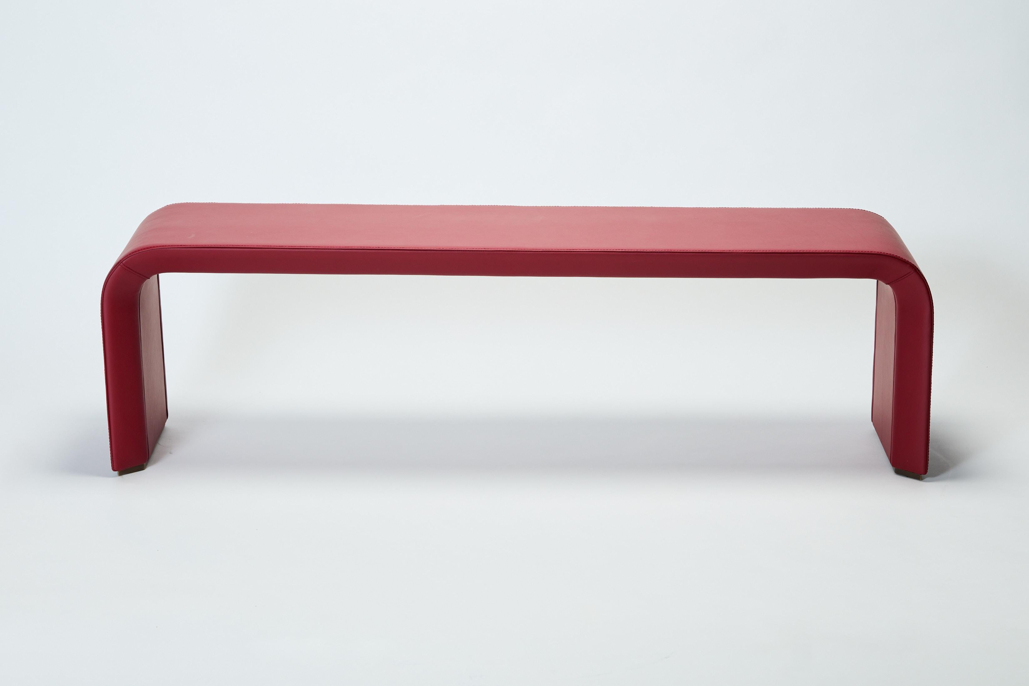 ikea red metal bench