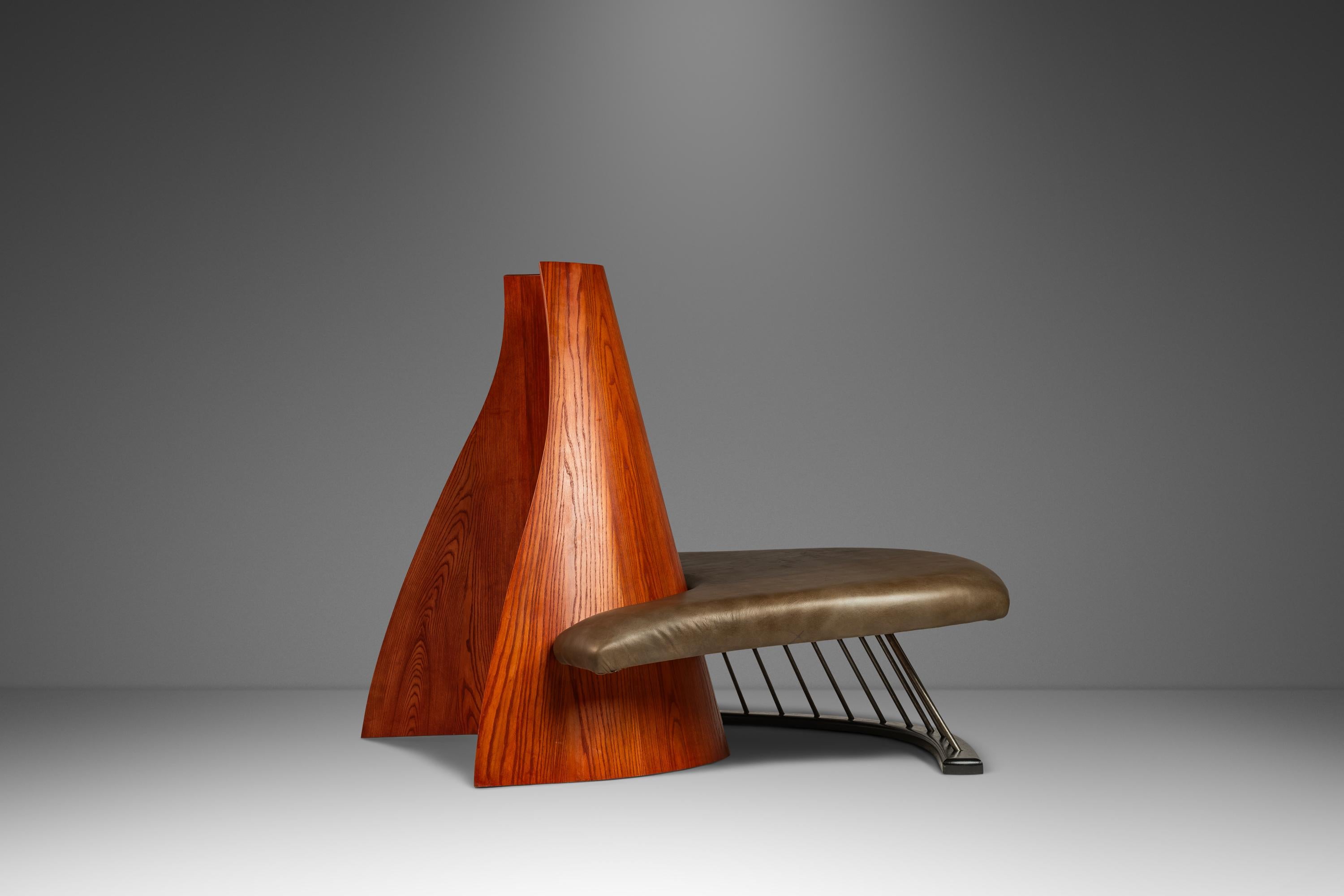 Banc / canapé en chêne et cuir à la manière de Thomas Stender, vers  1980s en vente 4