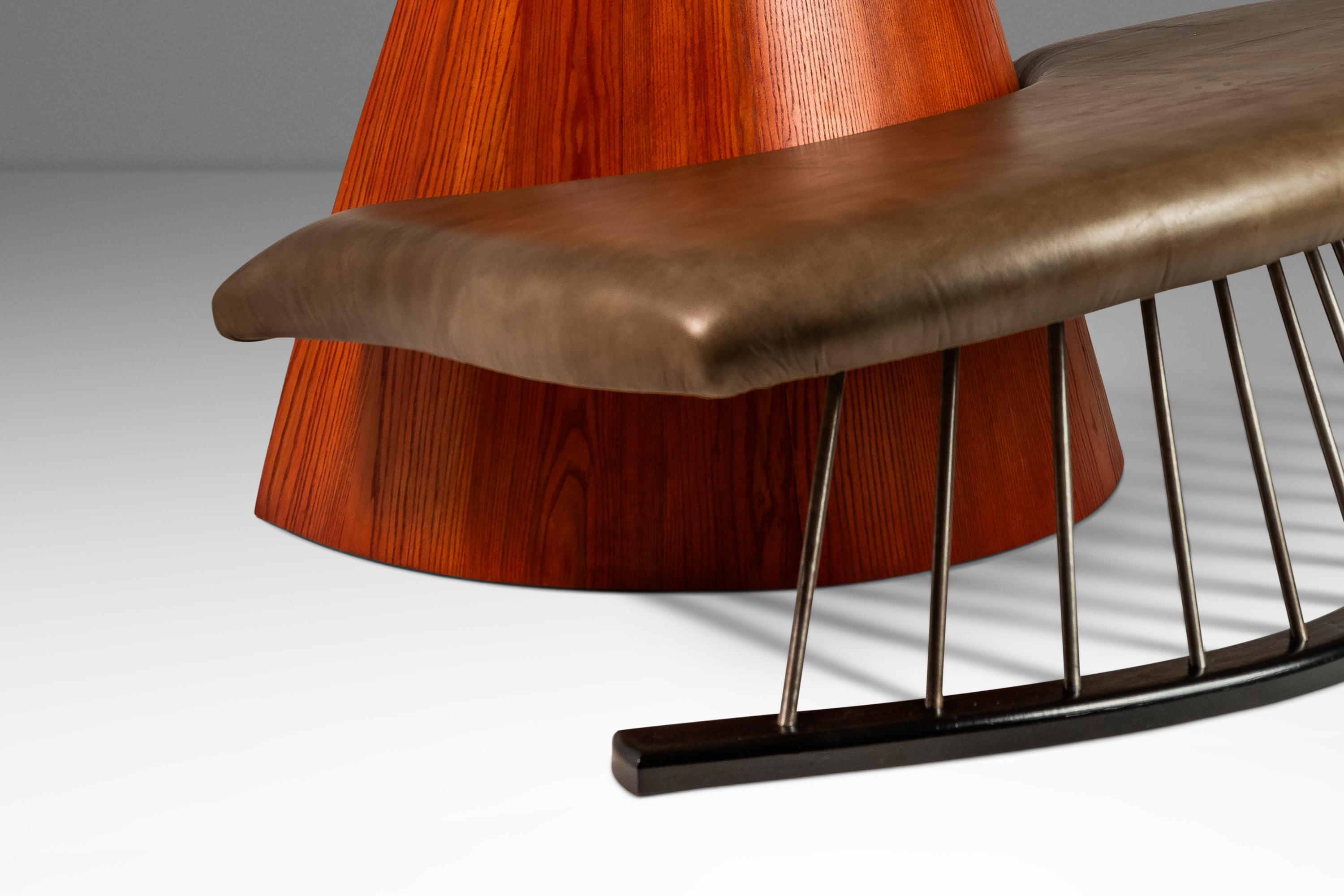 Banc / canapé en chêne et cuir à la manière de Thomas Stender, vers  1980s en vente 5