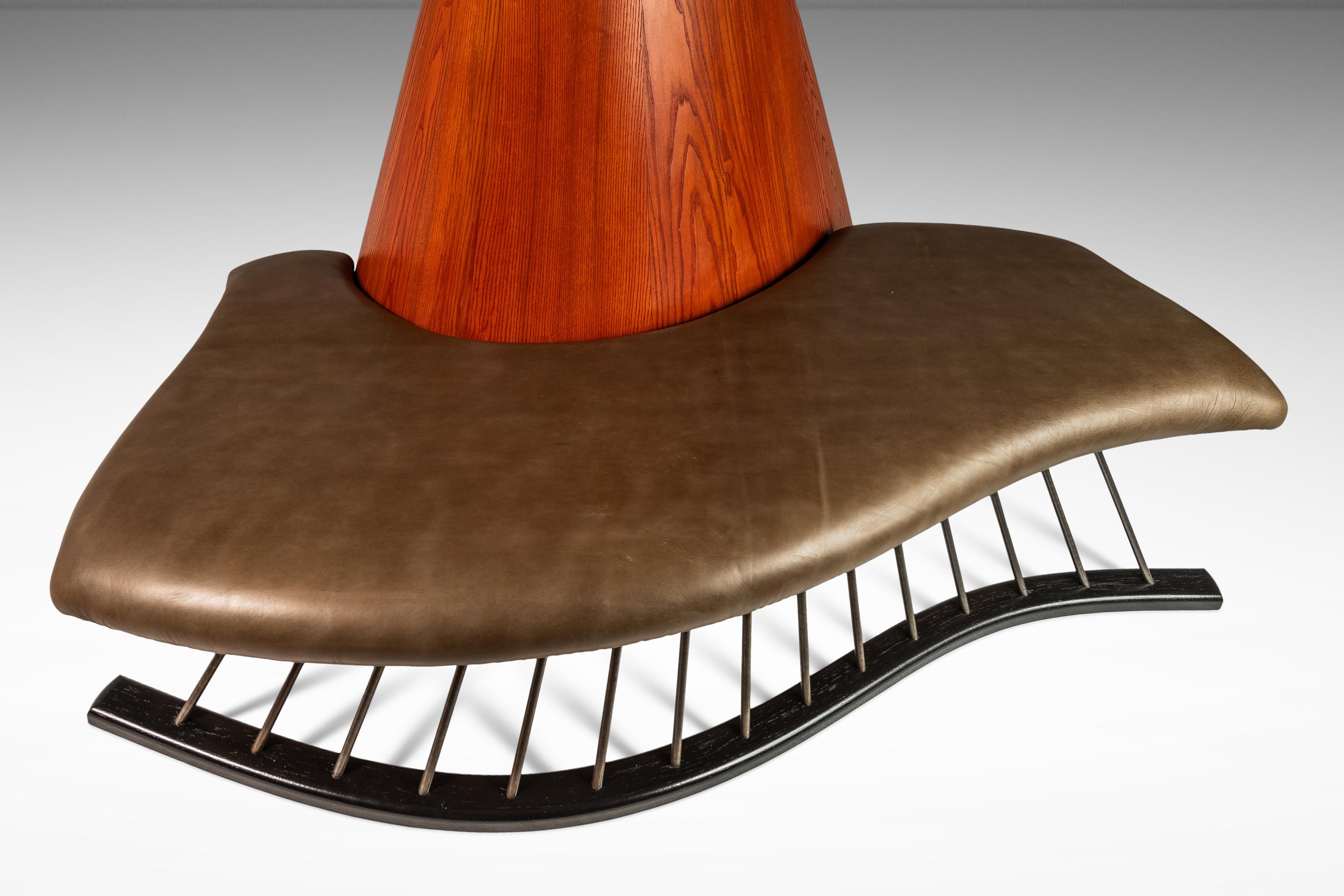 Banc / canapé en chêne et cuir à la manière de Thomas Stender, vers  1980s en vente 6