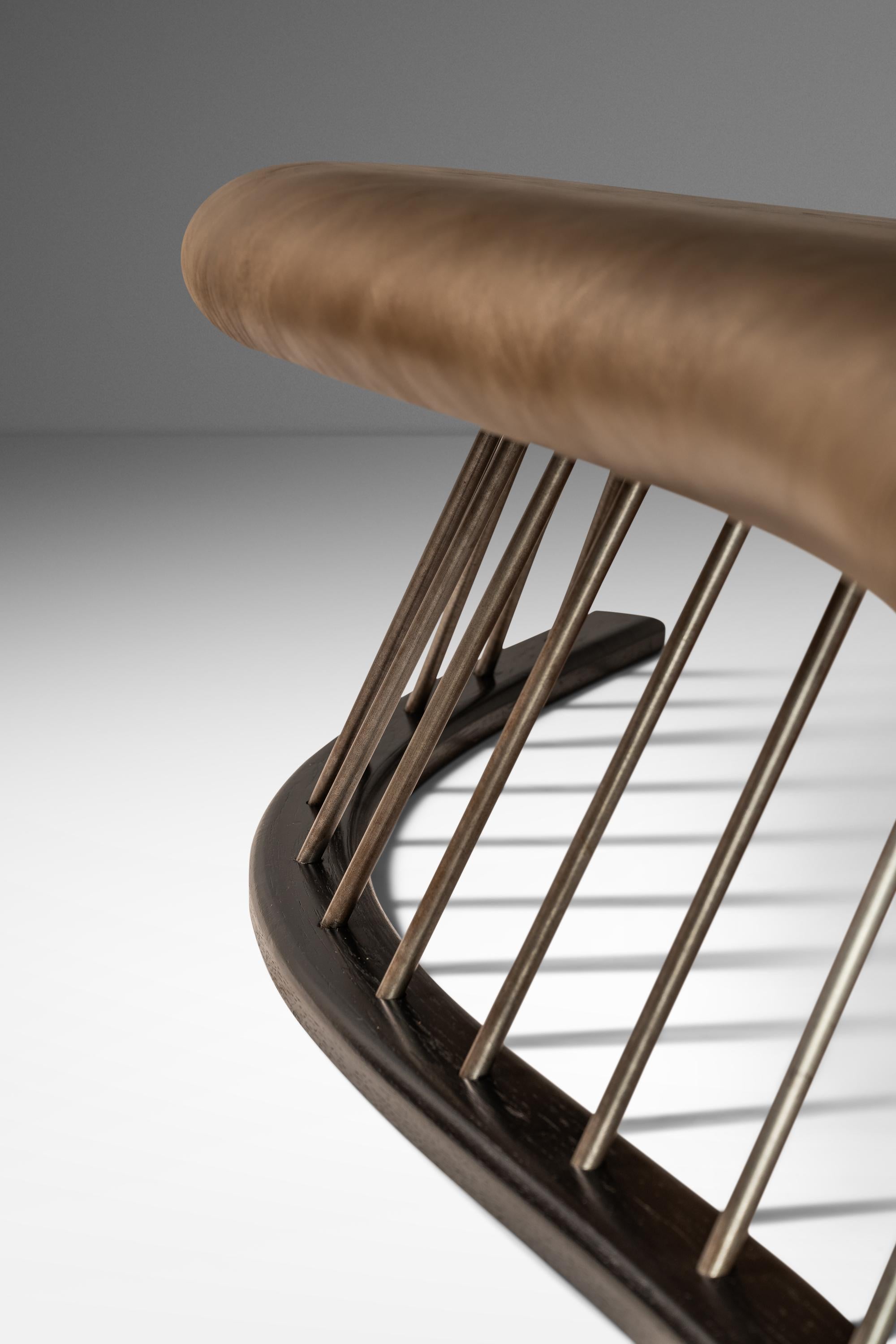 Banc / canapé en chêne et cuir à la manière de Thomas Stender, vers  1980s en vente 9