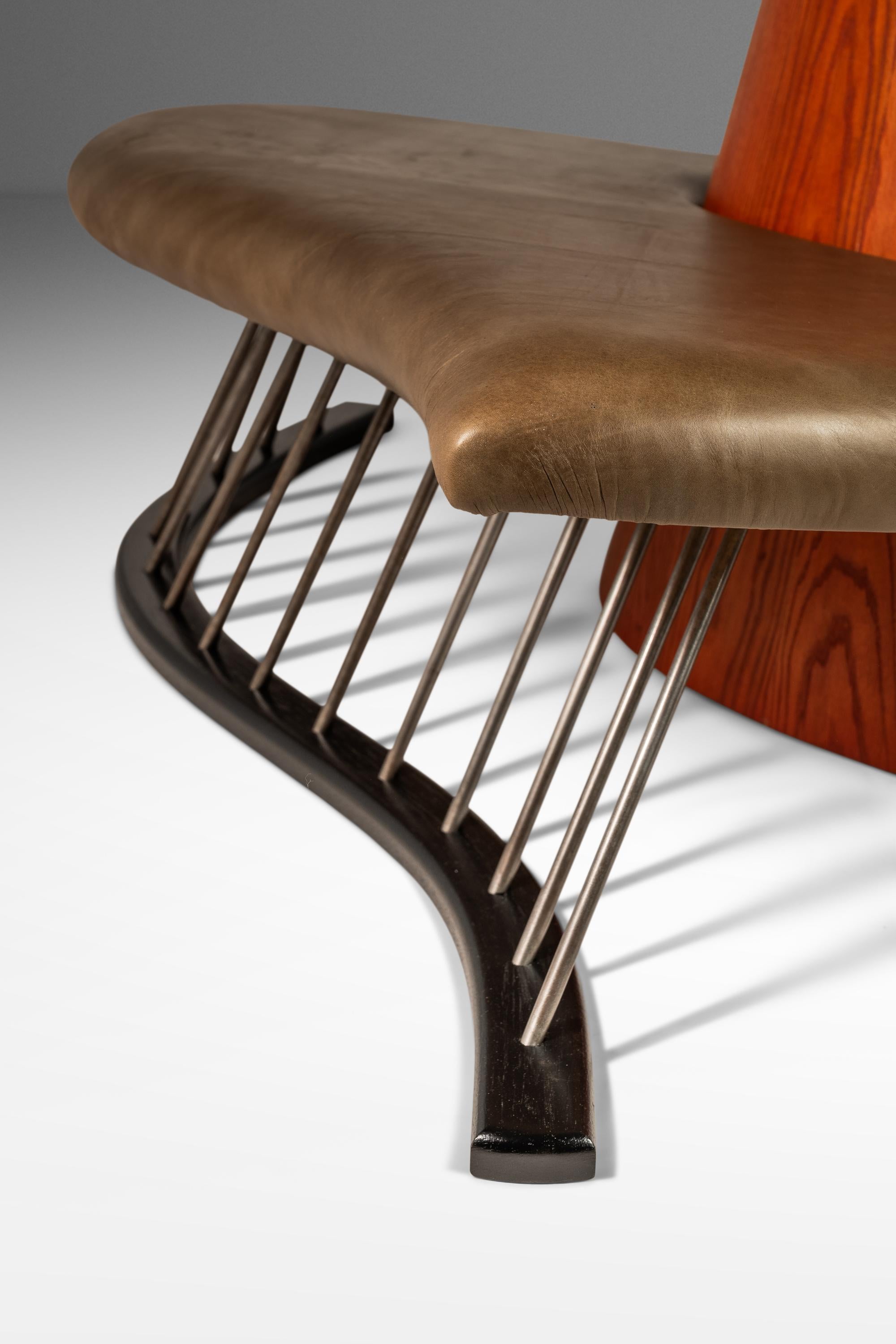Banc / canapé en chêne et cuir à la manière de Thomas Stender, vers  1980s en vente 10