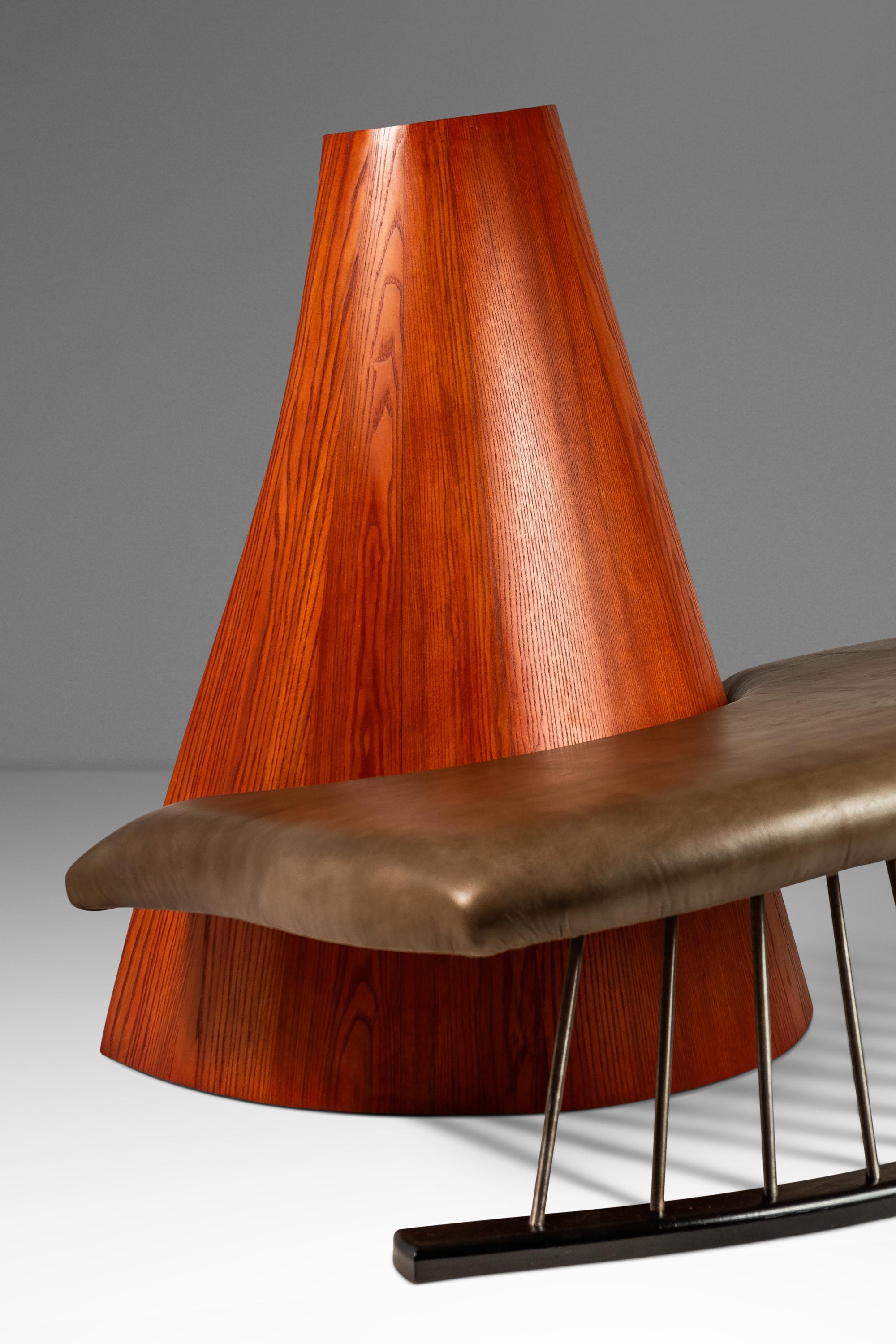 Banc / canapé en chêne et cuir à la manière de Thomas Stender, vers  1980s en vente 13