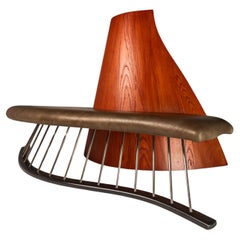 Banc / canapé en chêne et cuir à la manière de Thomas Stender, vers  1980s