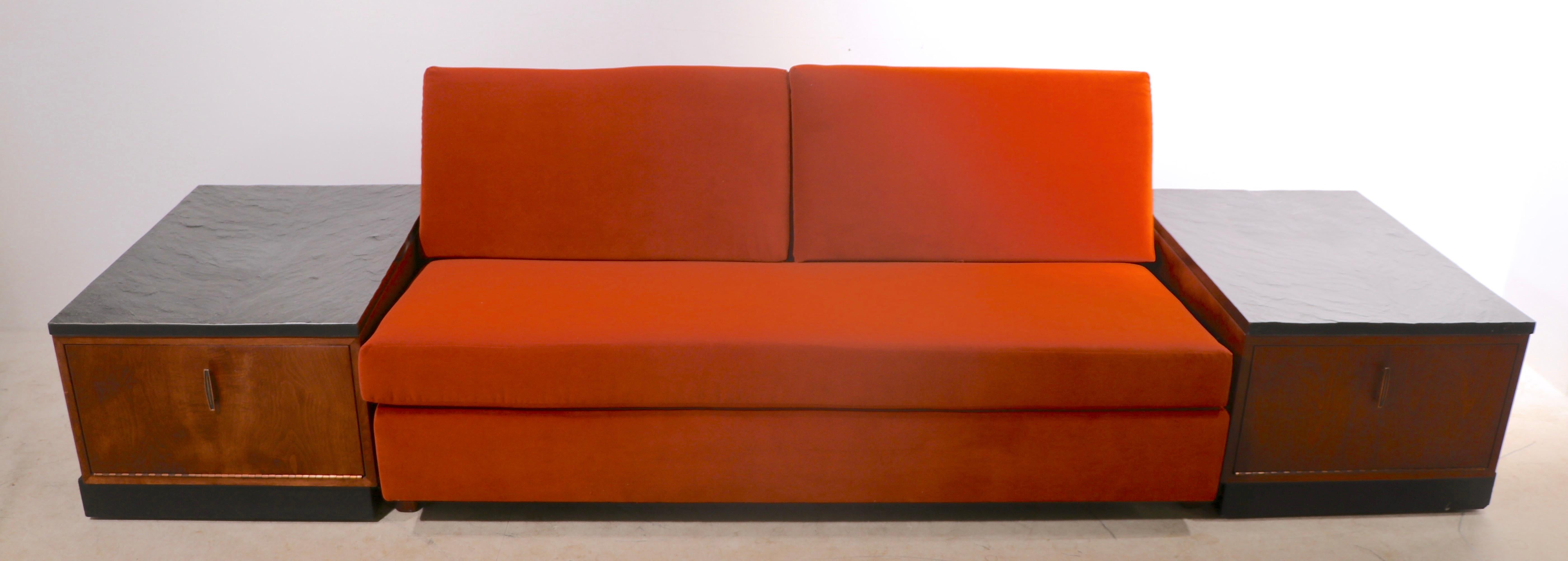 American Bench Sofa with Storage Cabinets by Adrian Pearsall for Craft Associates