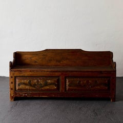 Bench Sofa mit Aufbewahrungsfläche Schwedische Originalfarbe, 18. Jahrhundert, Schweden
