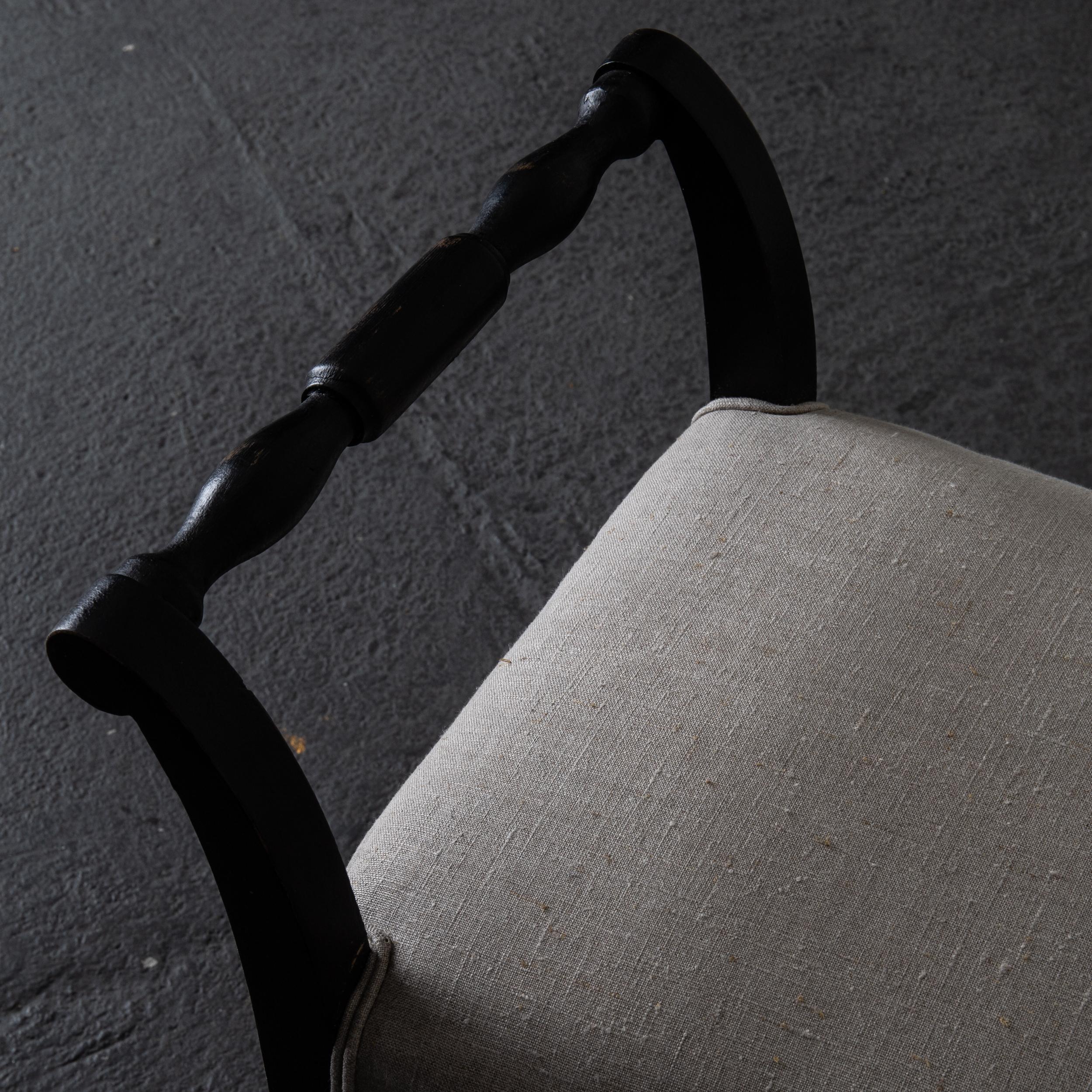 Bench Stool Swedish Black 19th Beige Linen Century Sweden For Sale 5