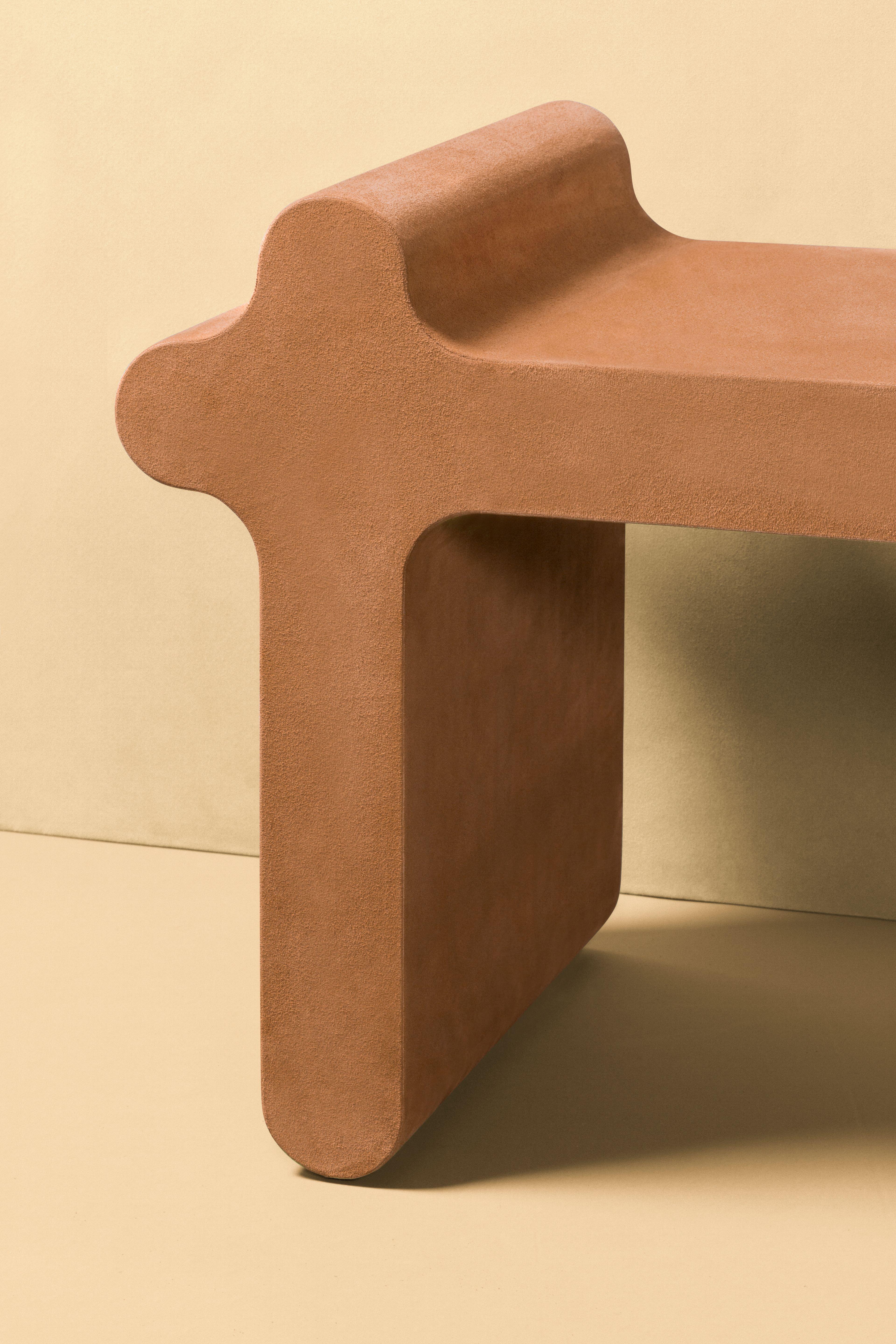 Italian Bench Suede Francesco Balzano for Giobagnara Ossicle Leather Bench No. 1 For Sale
