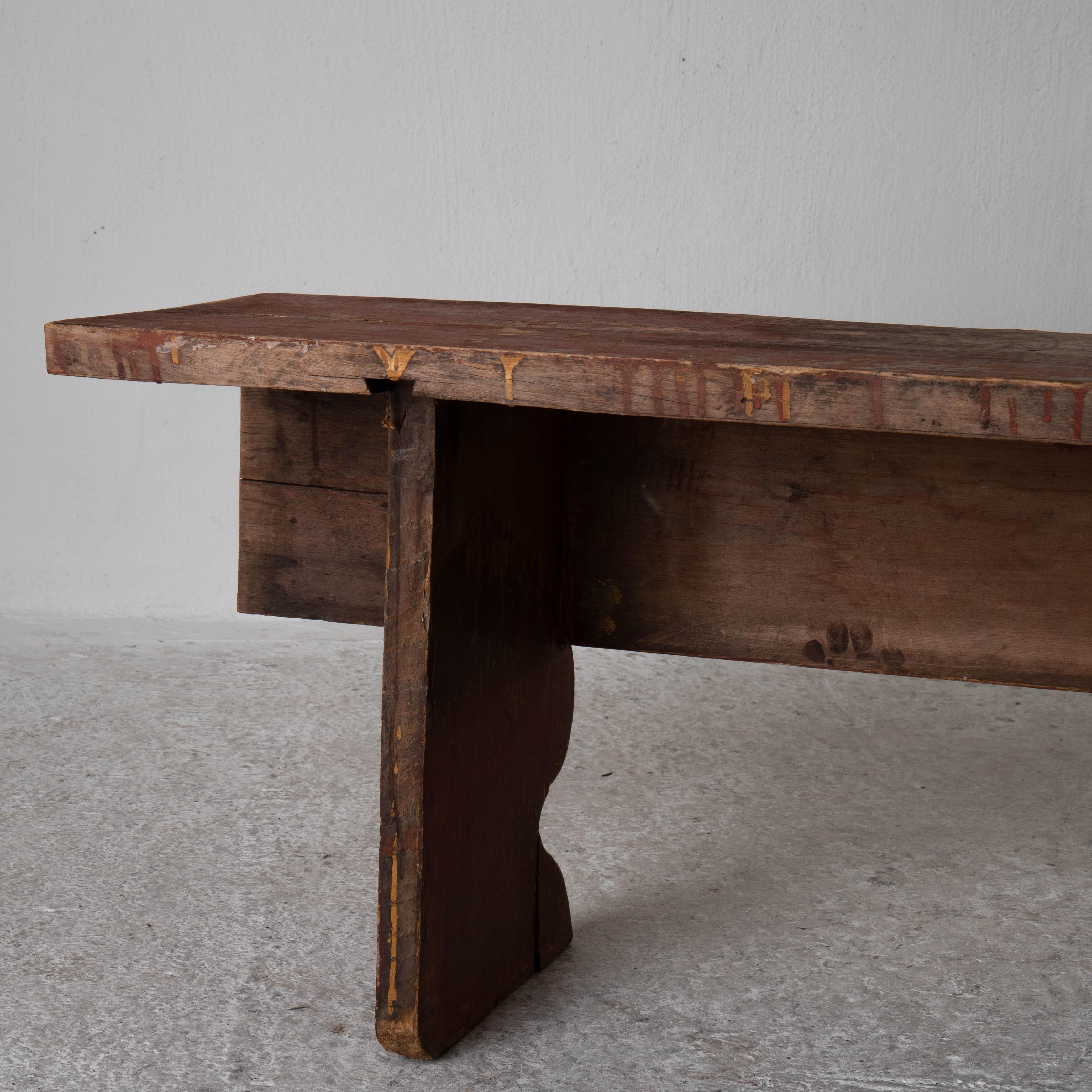 Bench Swedish Red Wood, 19th Century, Sweden For Sale 1