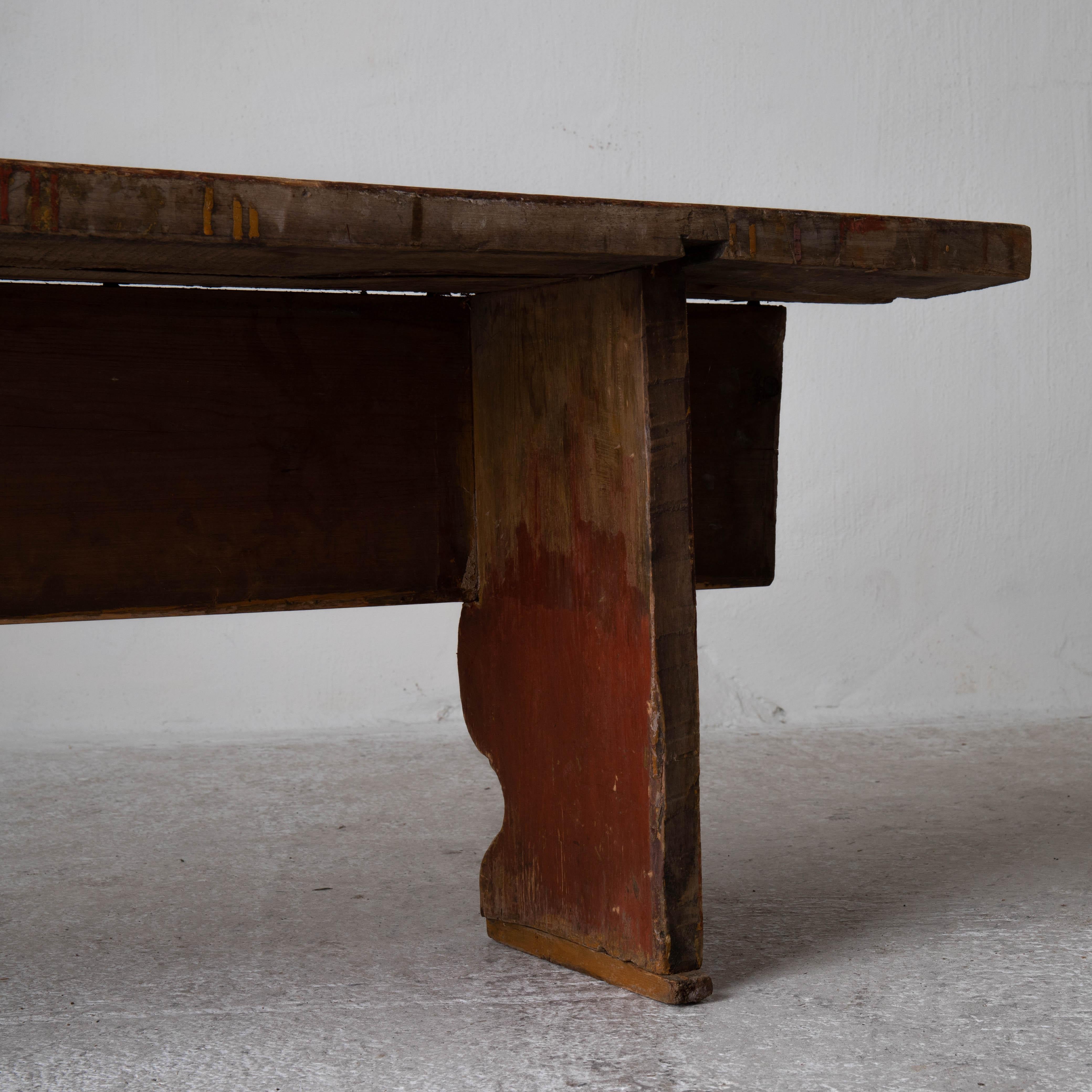 Bench Swedish Red Wood, 19th Century, Sweden For Sale 2