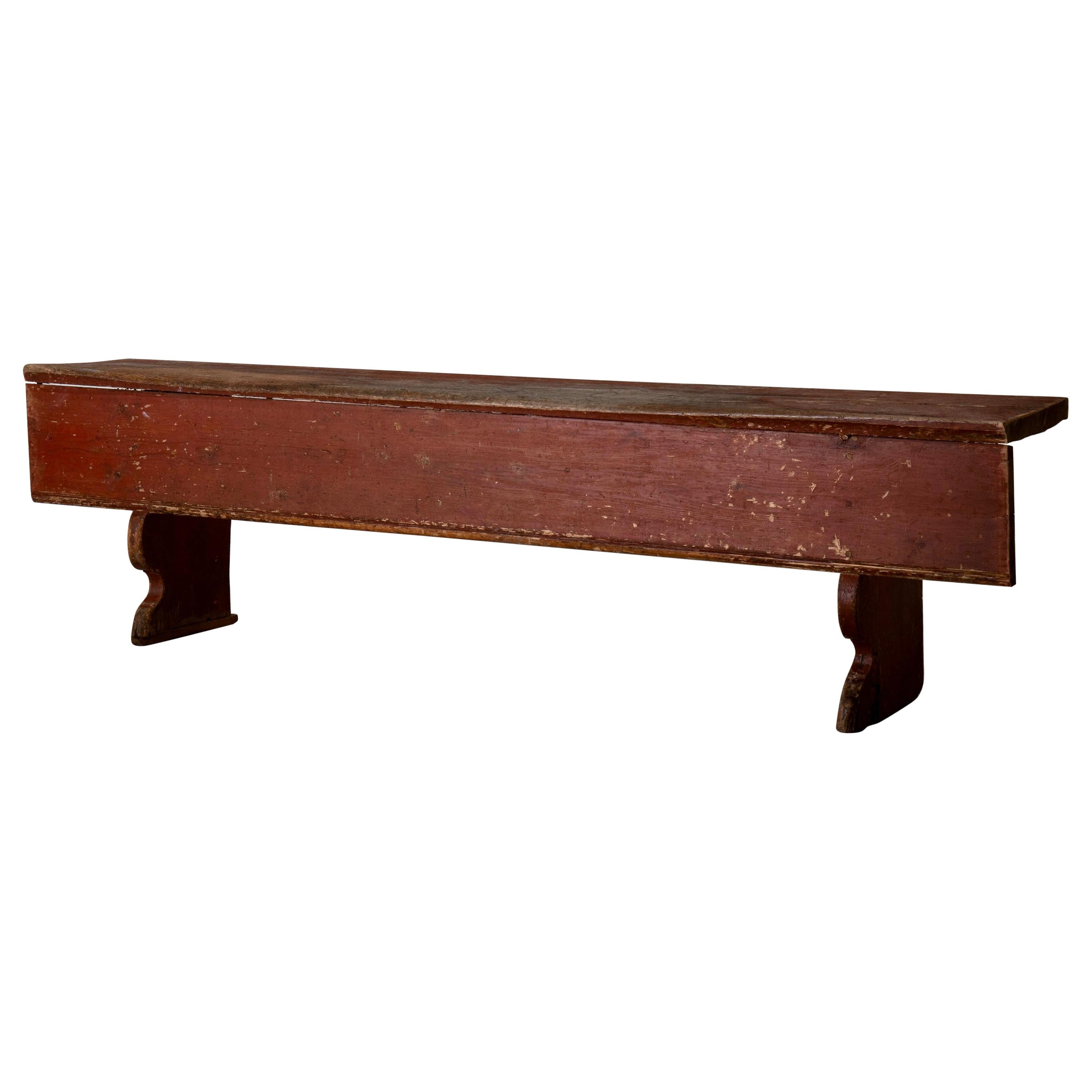 Banc suédois en bois rouge, XIXe siècle, Suède