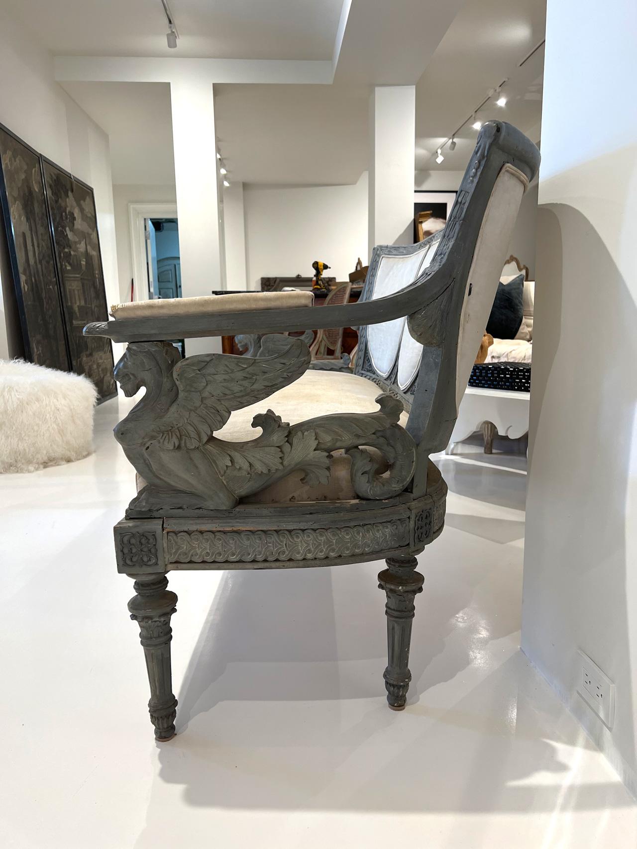 Gustavian Bench, Swedish with Griffons, 19th Century For Sale