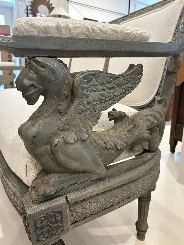 Upholstery Bench, Swedish with Griffons, 19th Century