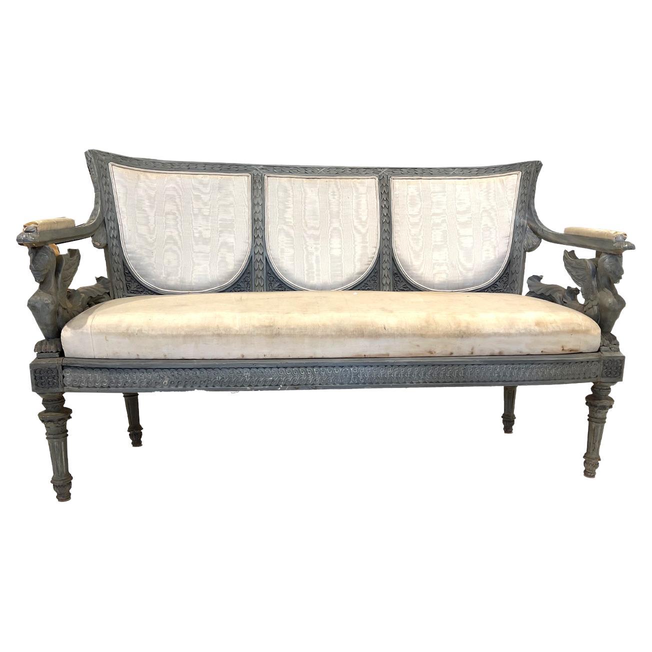 Bench, Swedish with Griffons, 19th Century For Sale