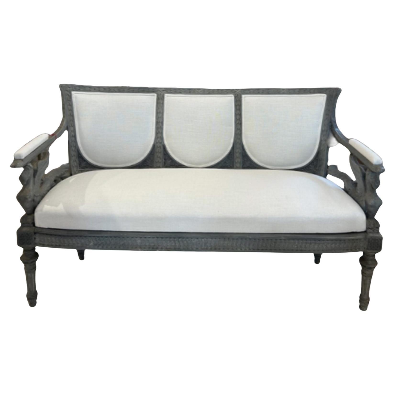 Bench, Swedish with Griffons, 19th Century