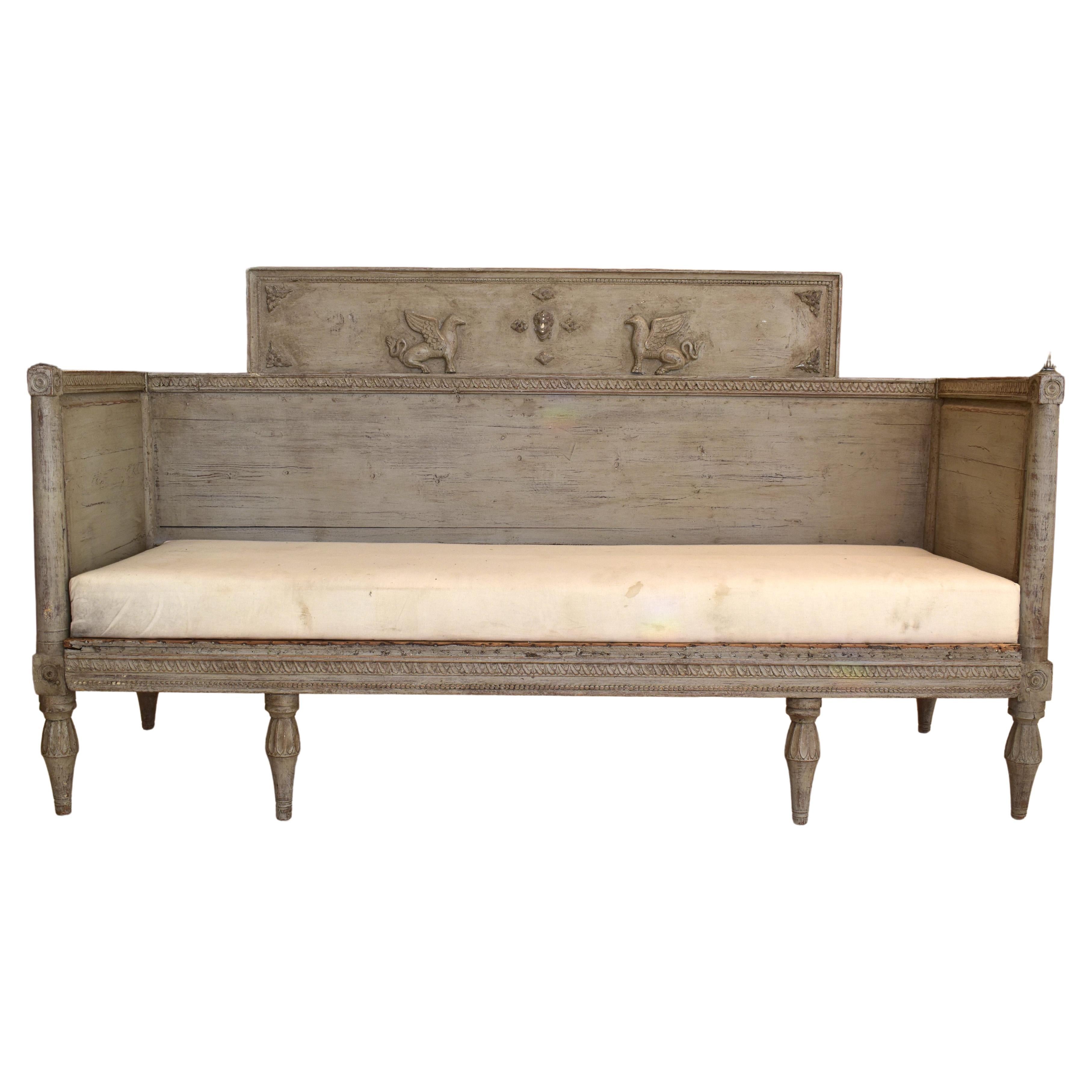 Bench, Swedish with Neoclassical Carving For Sale