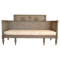 Antique Bench, Swedish with Neoclassical Carving