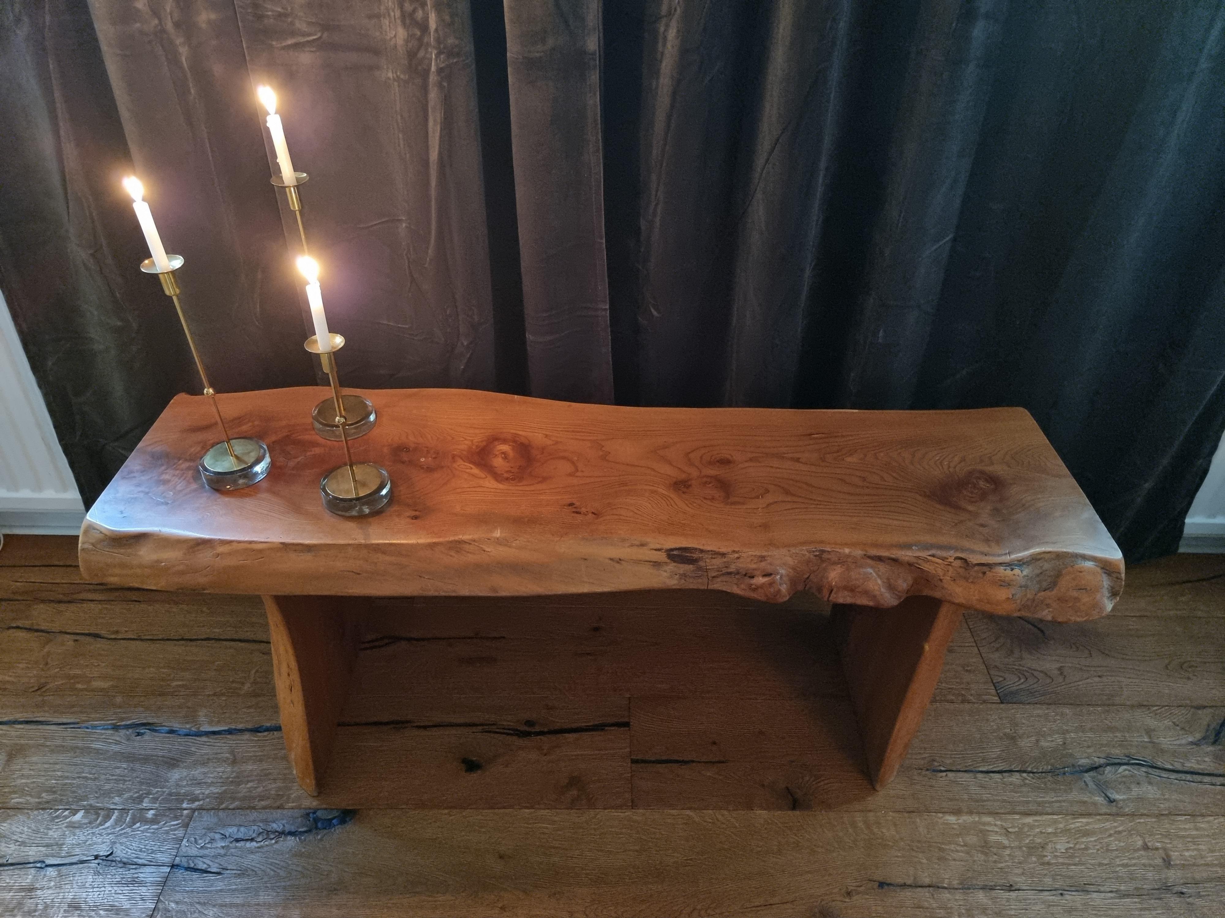 Swedish Rustic Bench/Table in Elm by Sigvard Nilsson, Söwe Konst, Scandinavian Modern For Sale