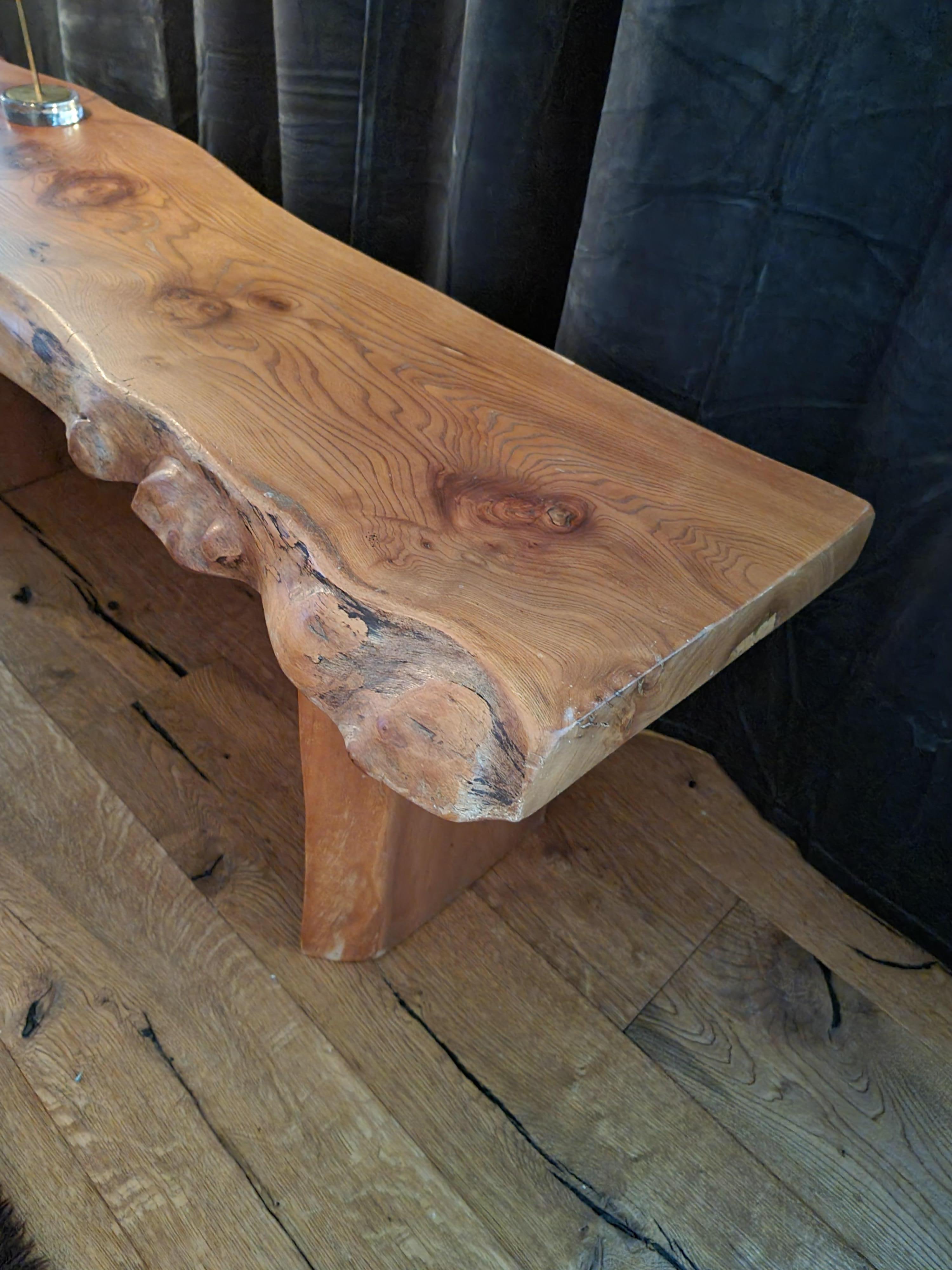 Rustic Bench/Table in Elm by Sigvard Nilsson, Söwe Konst, Scandinavian Modern In Good Condition For Sale In Stockholm, SE