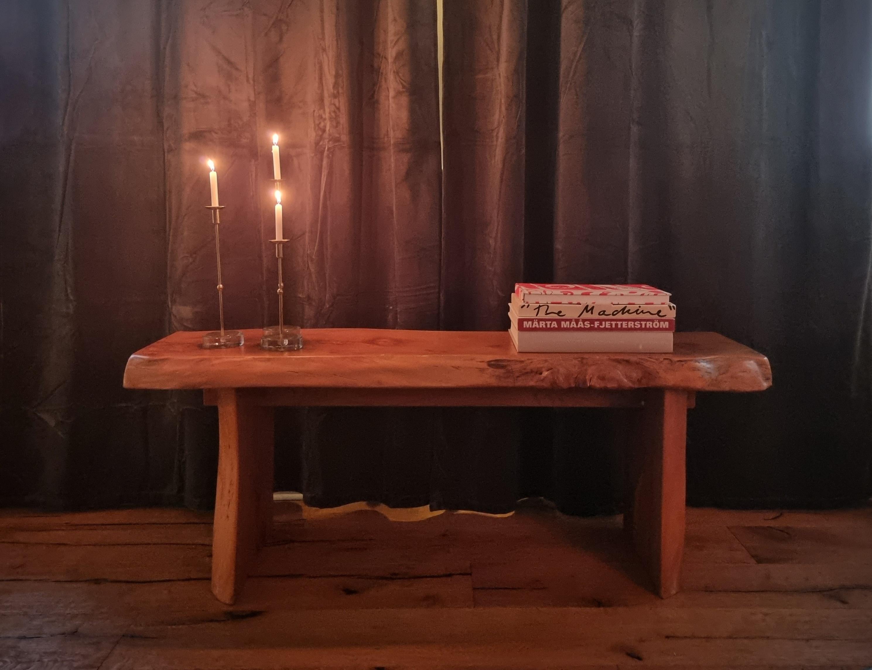Fin du 20e siècle Banc/table rustique en orme par Sigvard Nilsson, Söwe Konst, Scandinavian Modern en vente
