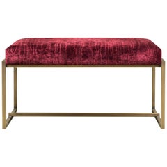 Bench stool Brass square frame Red Velvet Ghyczy