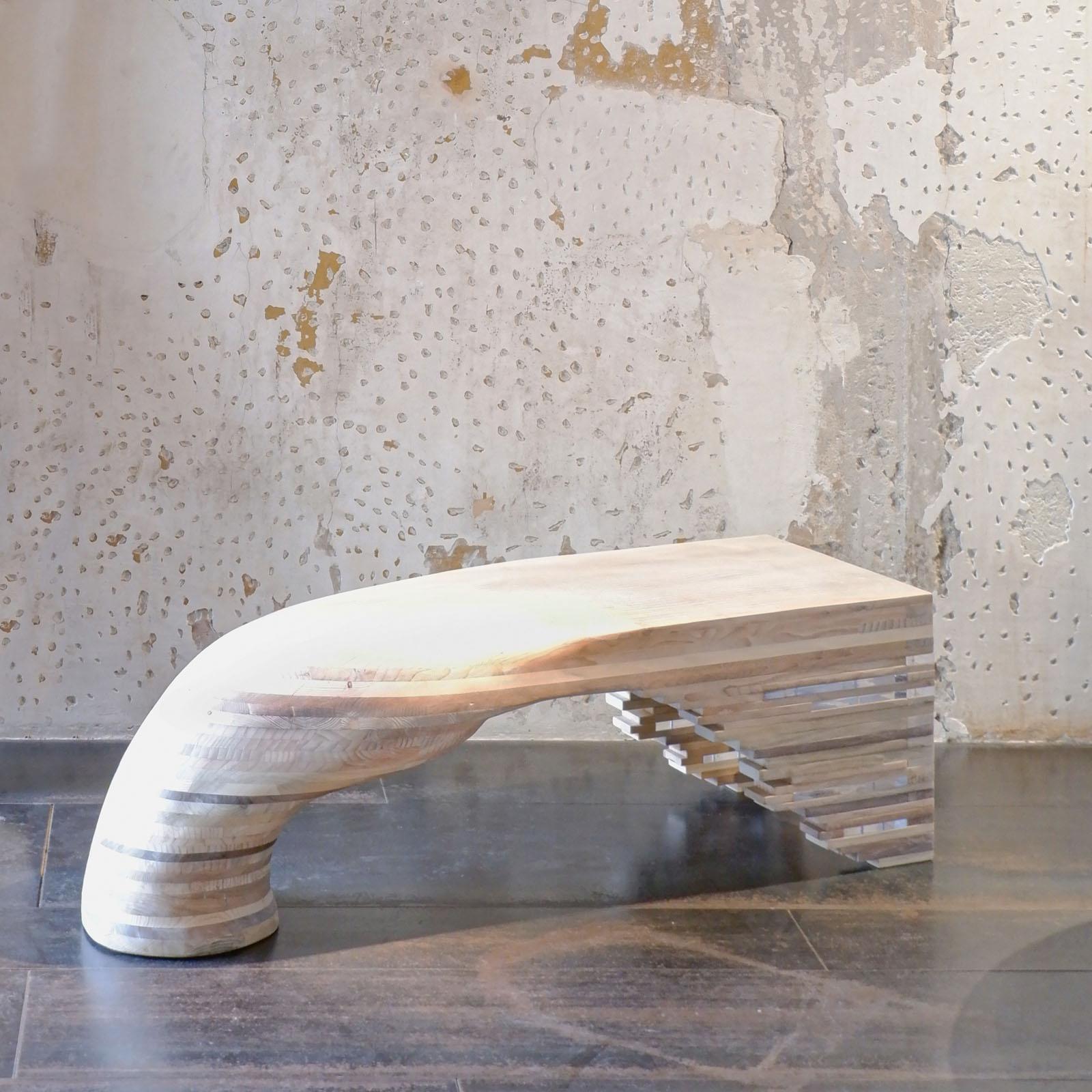 Italian  Weight Of Time Bench  in Wood by Andrea Zambelli For Sale