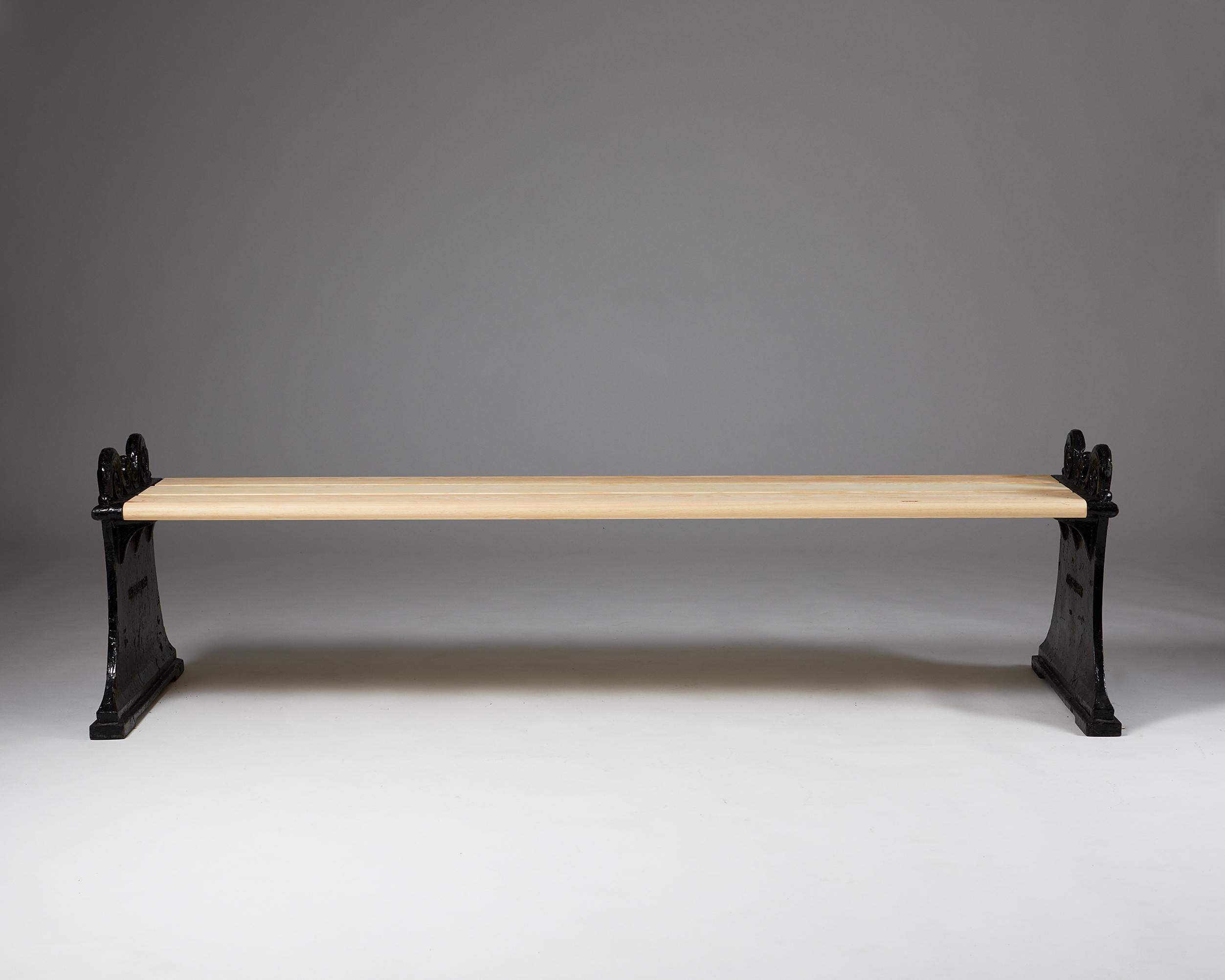 Swedish Bench with a Pair of Gables ‘Parkbänk No 1’ by Folke Bensow for Näfveqvarn