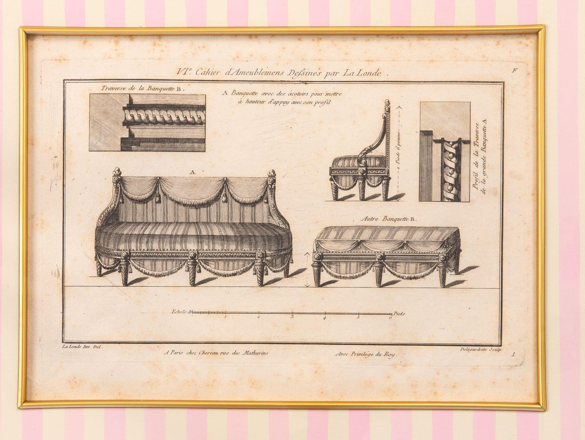 American Bench with Arm Rests, 1780-96, Reproduction Print C. 2005 For Sale