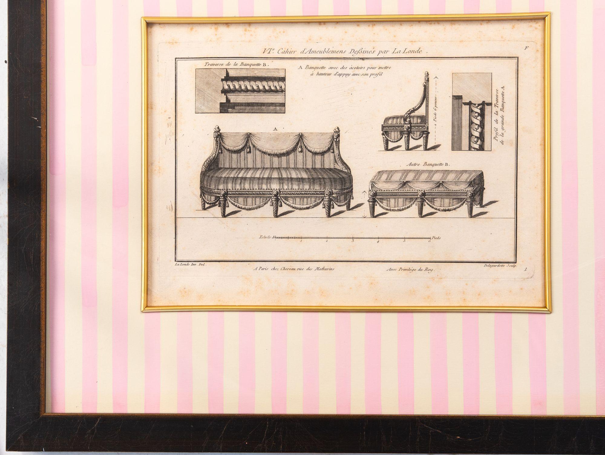 Contemporary Bench with Arm Rests, 1780-96, Reproduction Print C. 2005 For Sale