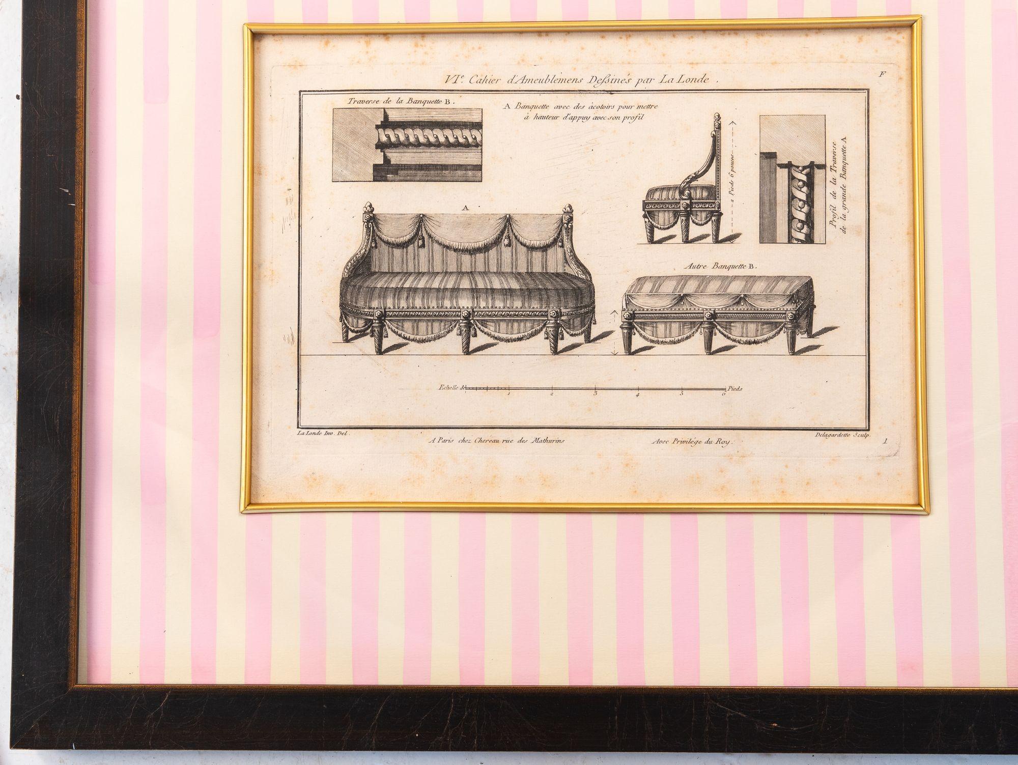 Paper Bench with Arm Rests, 1780-96, Reproduction Print C. 2005 For Sale