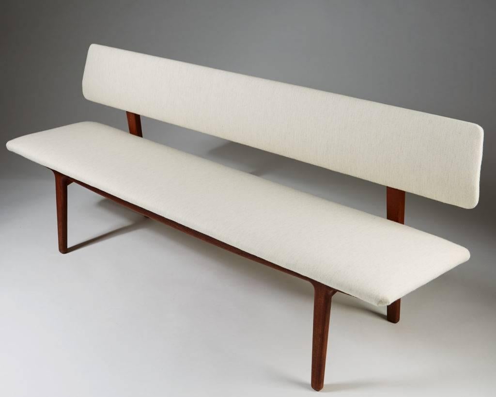 Mid-20th Century Bench with Backrest Designed by Ejnar Larsen & Axel Bender Madsen, 1957