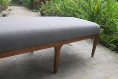 Bench with Cushion in Golden Brown Finish with Blend Coal Fabric