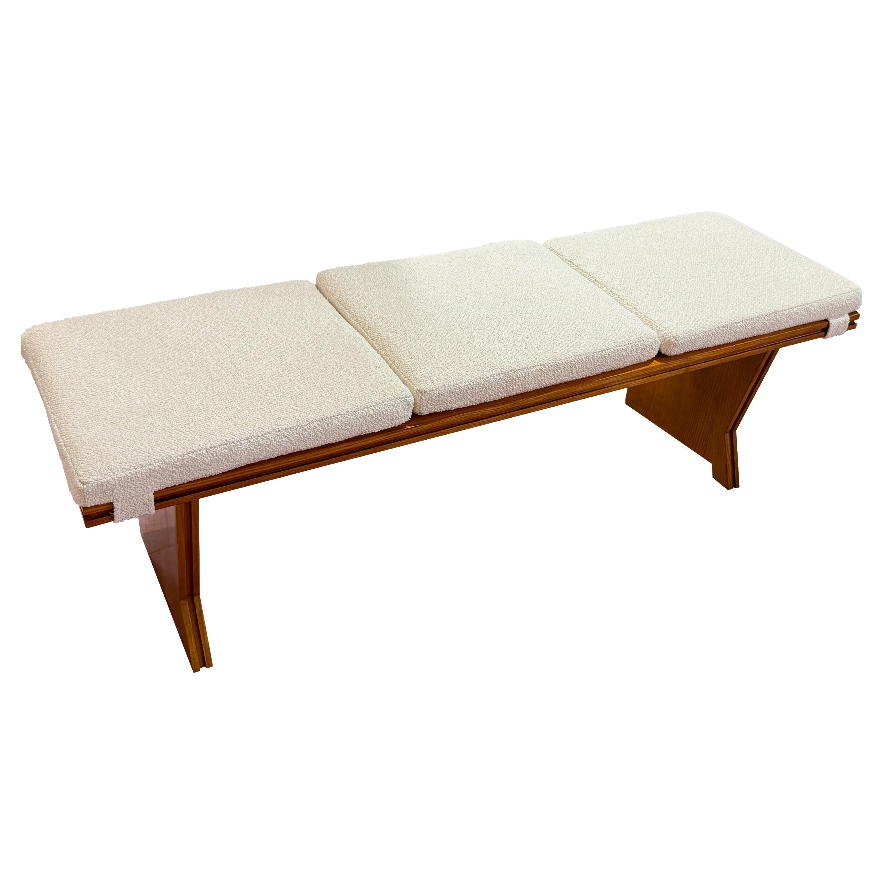 Bench With Removable Upholstered Cushion, Italy, Mid Century