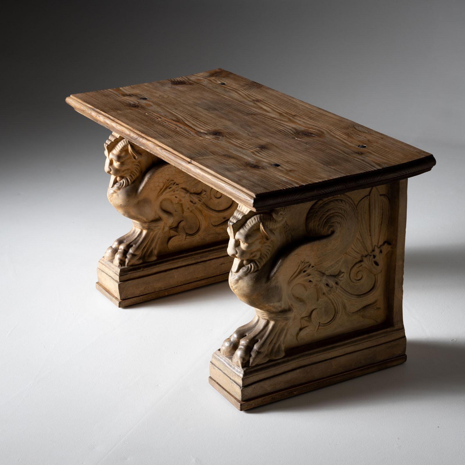 Italian Bench with terracotta legs by Dini e Cellai Signa, Italy, early 20th century