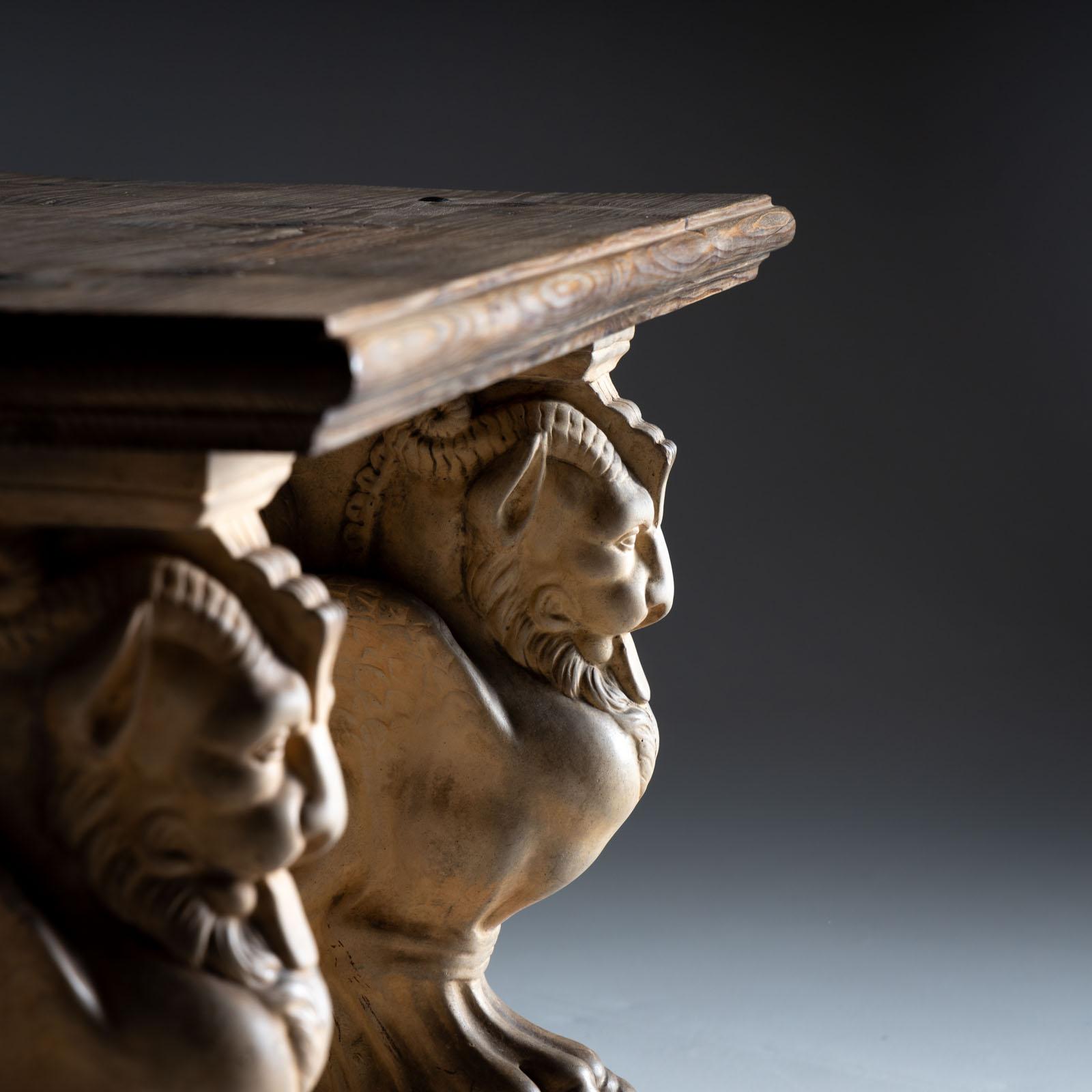 Bench with terracotta legs by Dini e Cellai Signa, Italy, early 20th century In Good Condition In Greding, DE
