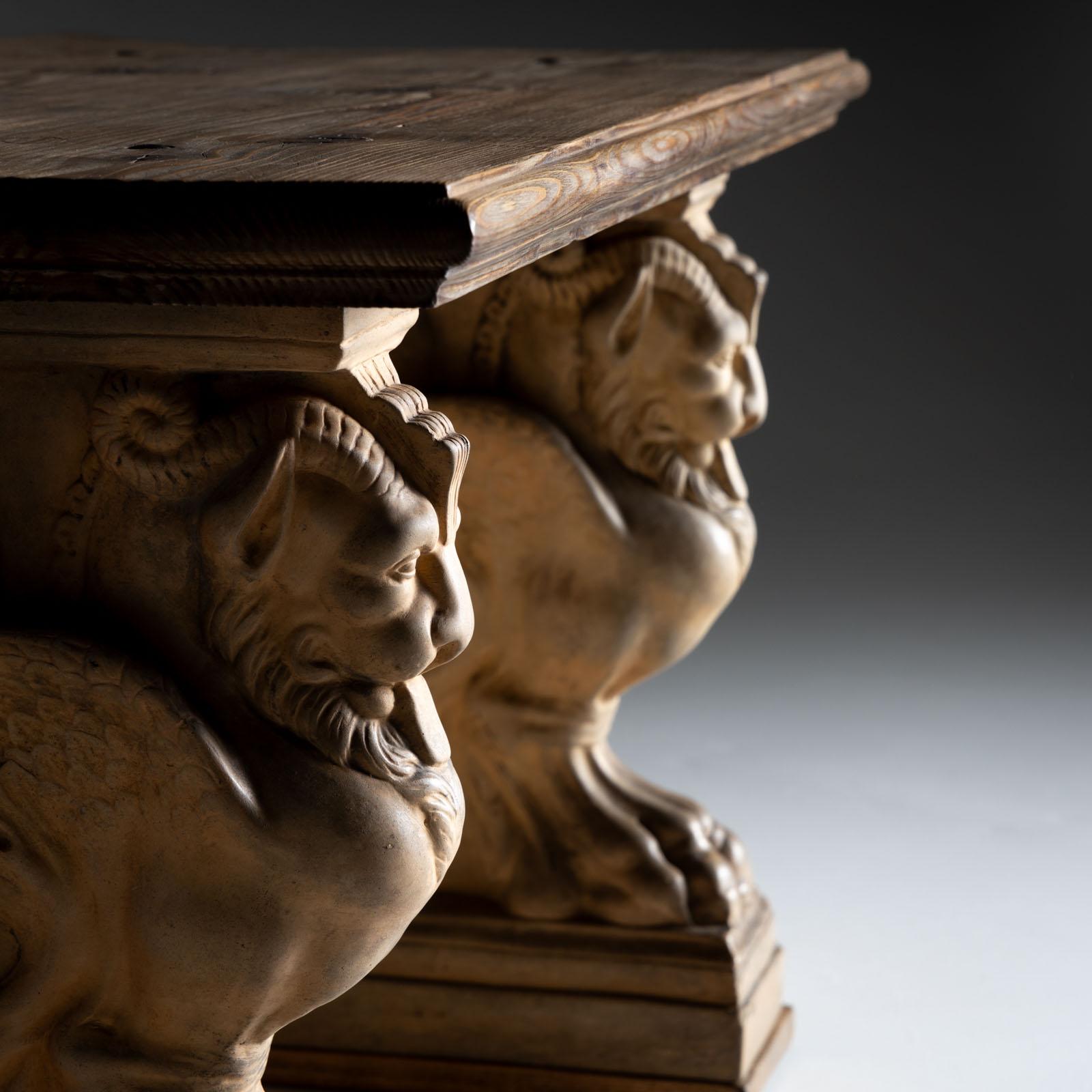 20th Century Bench with terracotta legs by Dini e Cellai Signa, Italy, early 20th century