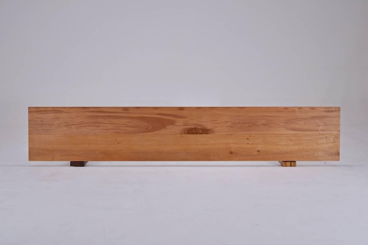 Bench, Reclaimed Hardwood, Sand Cast Brass Base by P. Tendercool in Stock For Sale 7