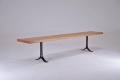 Bench, Reclaimed Hardwood, Sand Cast Brass Base by P. Tendercool in Stock