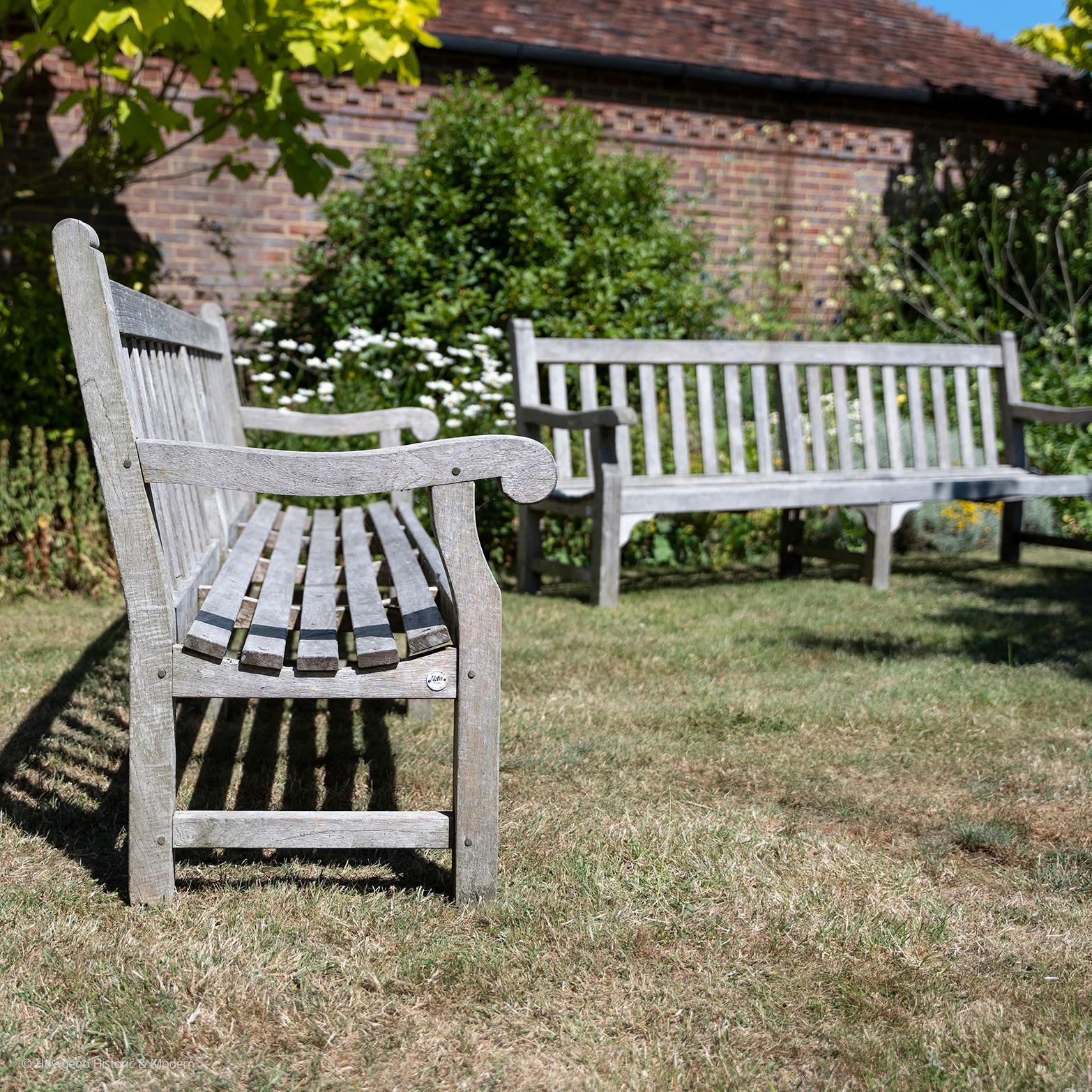 English Benches Teak Pair Benches Parkland Lister Country House 244cm 96