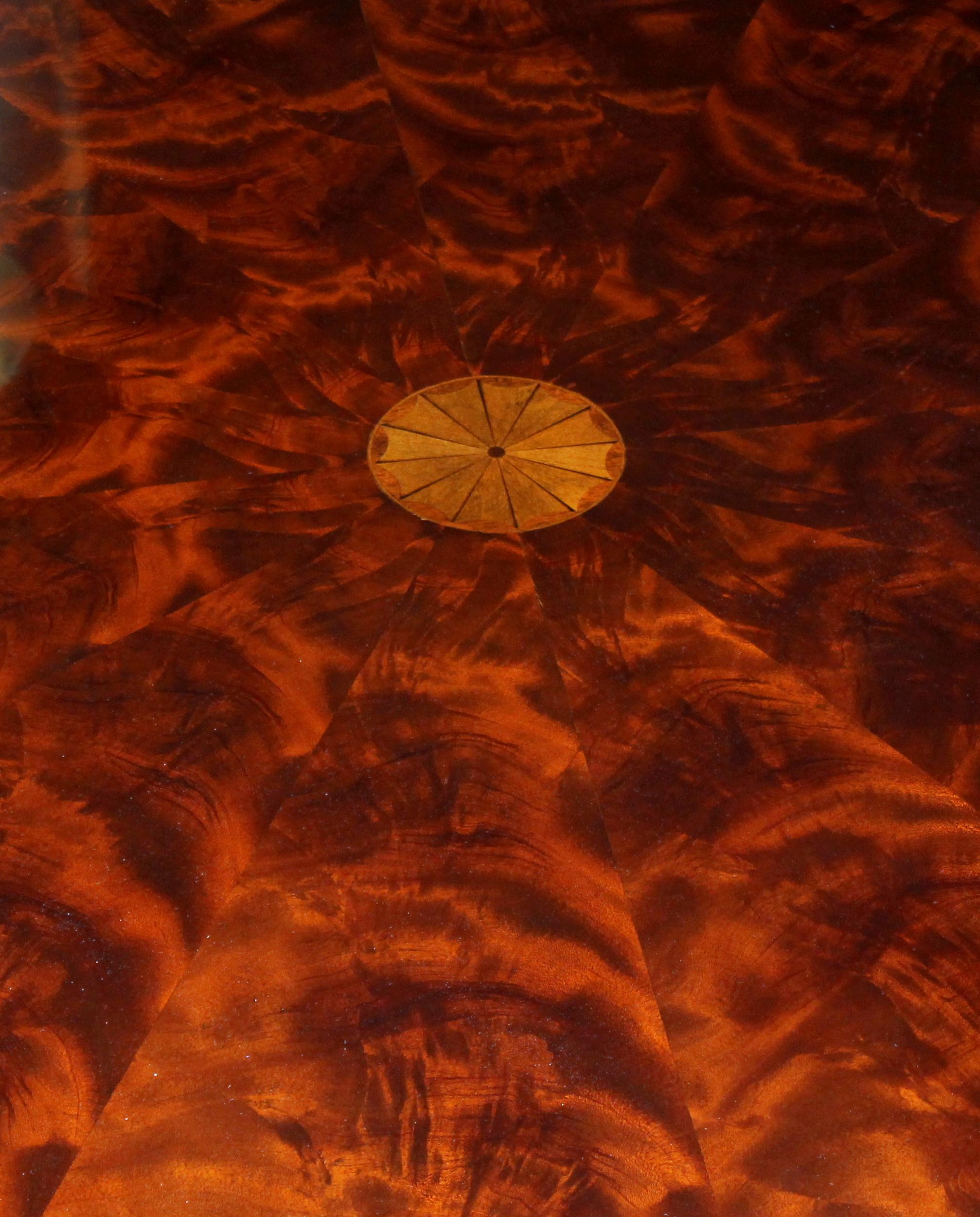 Benchmade Bookmatched Flame Mahogany Perimeter Leaf Circular Dining Table 2