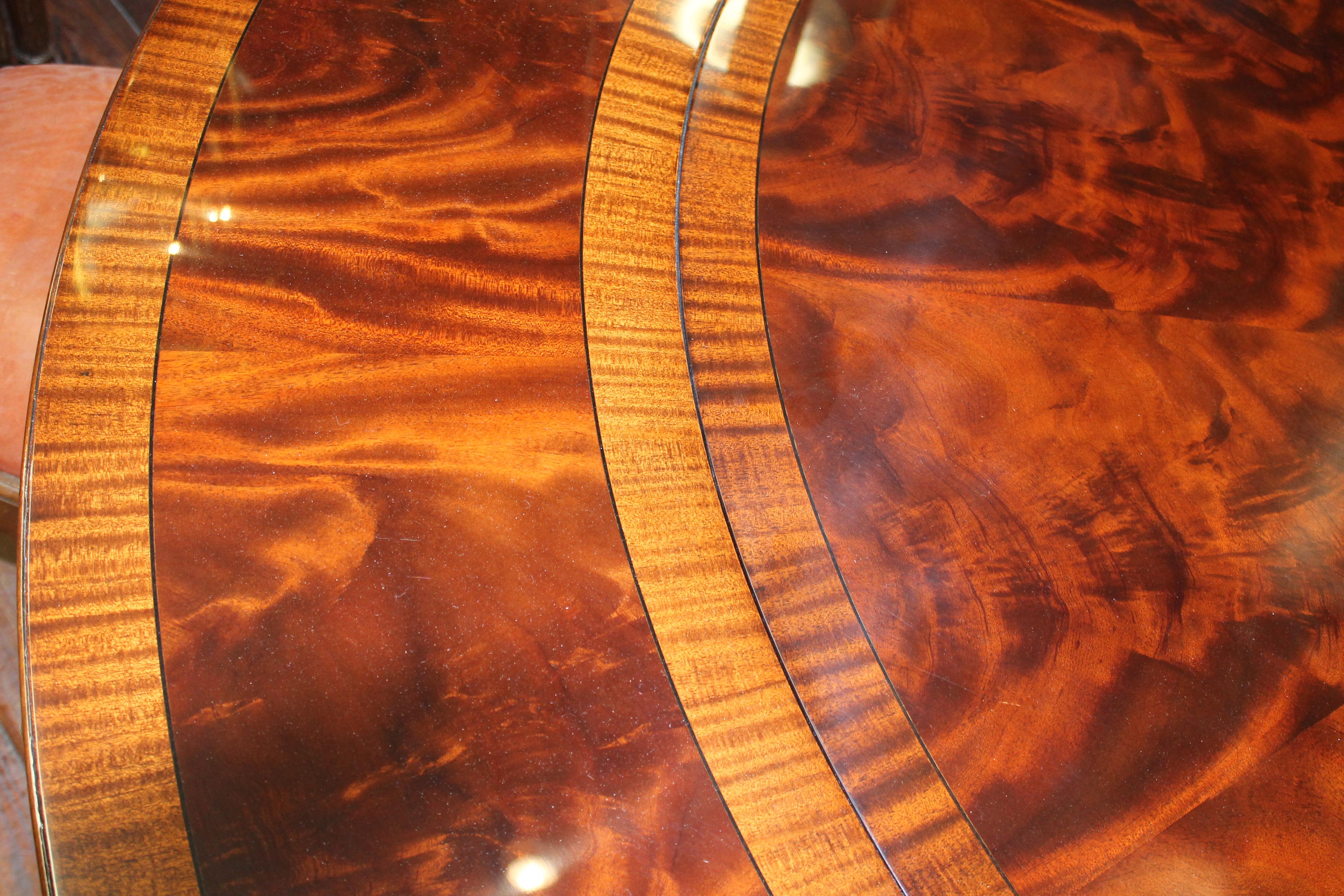 Benchmade Bookmatched Flame Mahogany Perimeter Leaf Circular Dining Table 4